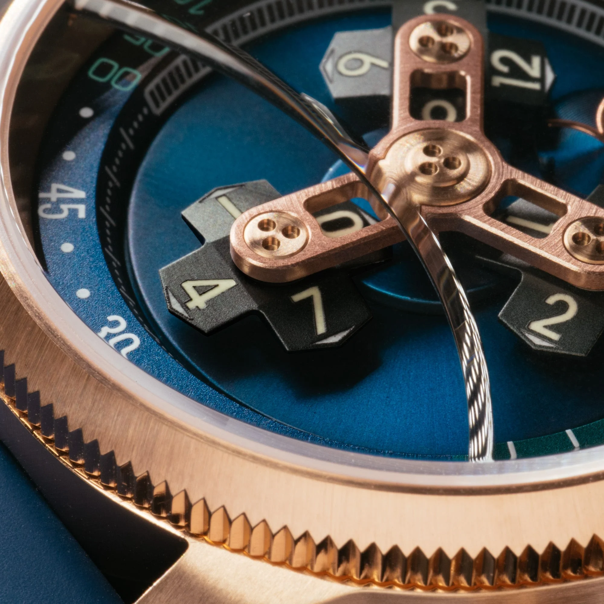 Xeric Vendetta II Automatic Wandering Hour Rose Gold Indigo