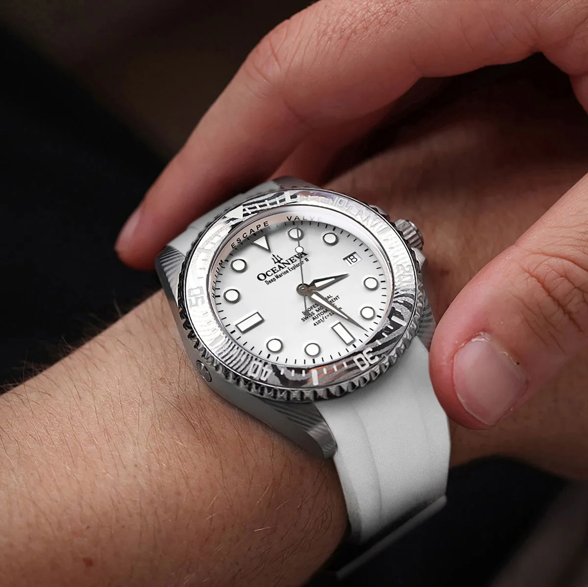 Oceaneva Deep Marine Explorer II Damascus All White Limited Edition