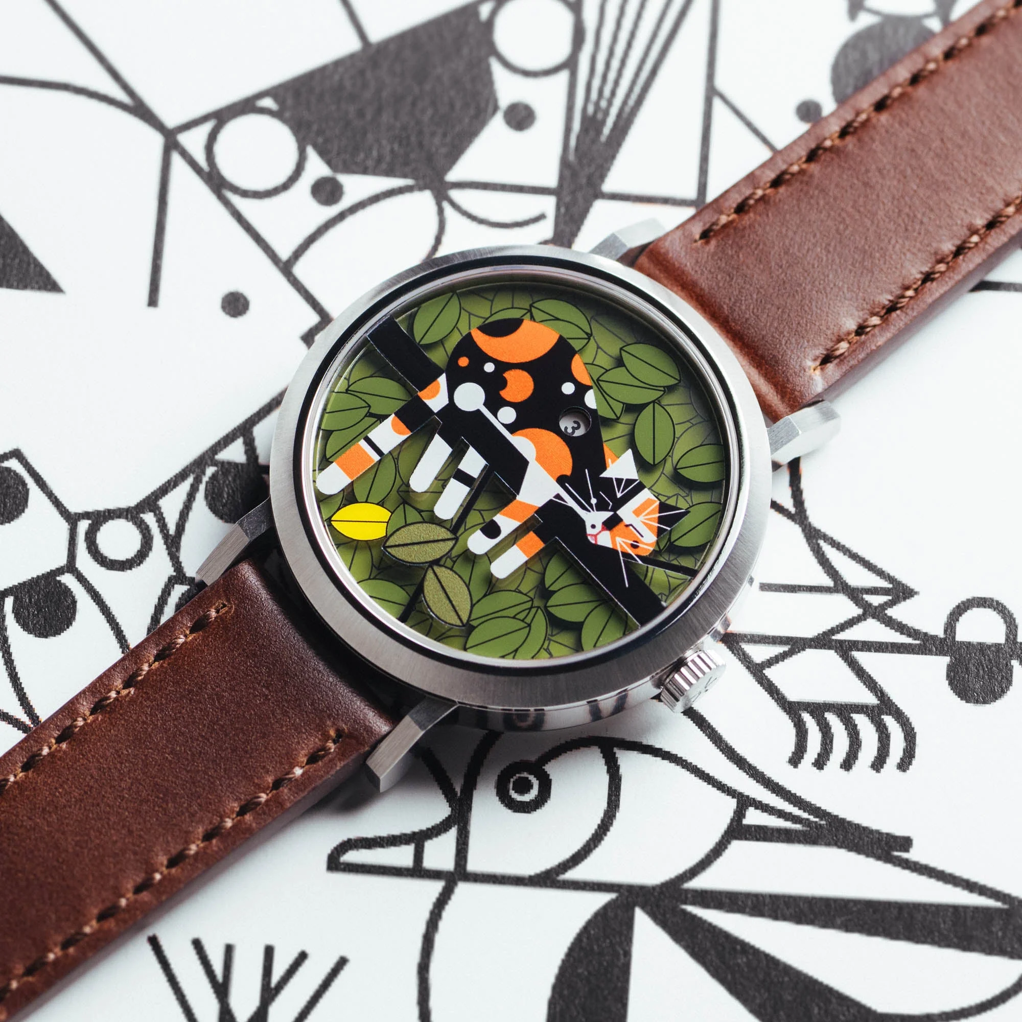 Asterisk x Charley Harper Limp on a Limb Jump Hour Automatic