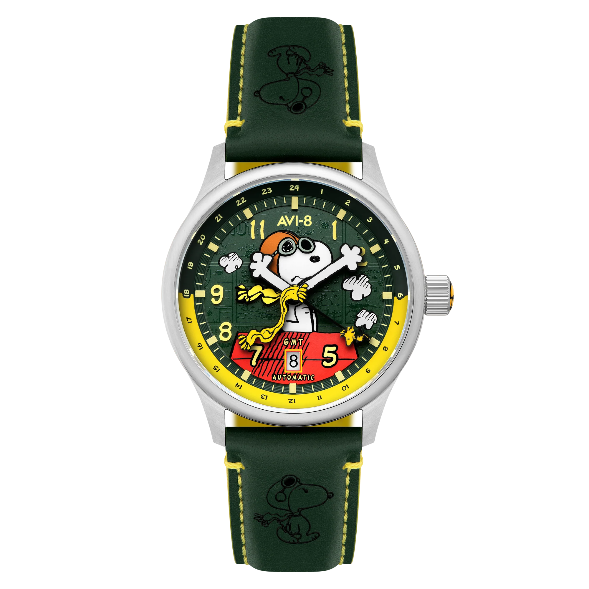1303-avi-8-hawker-hurricane-kent-gmt-automatic-peanuts-snoopy-flying-ace-limited-edition-winter-green-1.webp AVI-8 Hawker Hurricane Kent GMT Automatic Peanuts Snoopy Flying Ace Limited Edition Winter Green