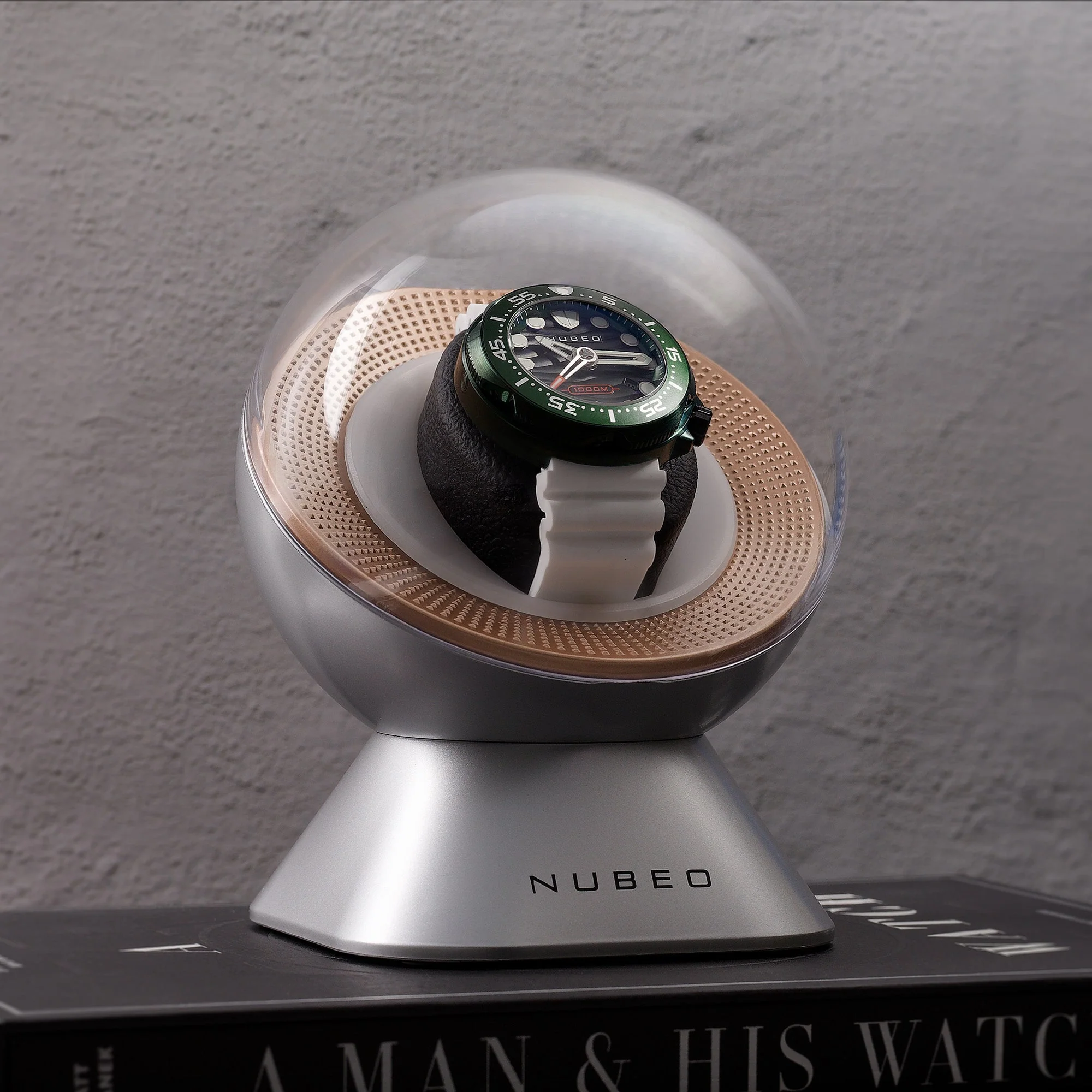 Mainspring Astronomy Satellite Single Slot Watch Winder Galaxy Silver