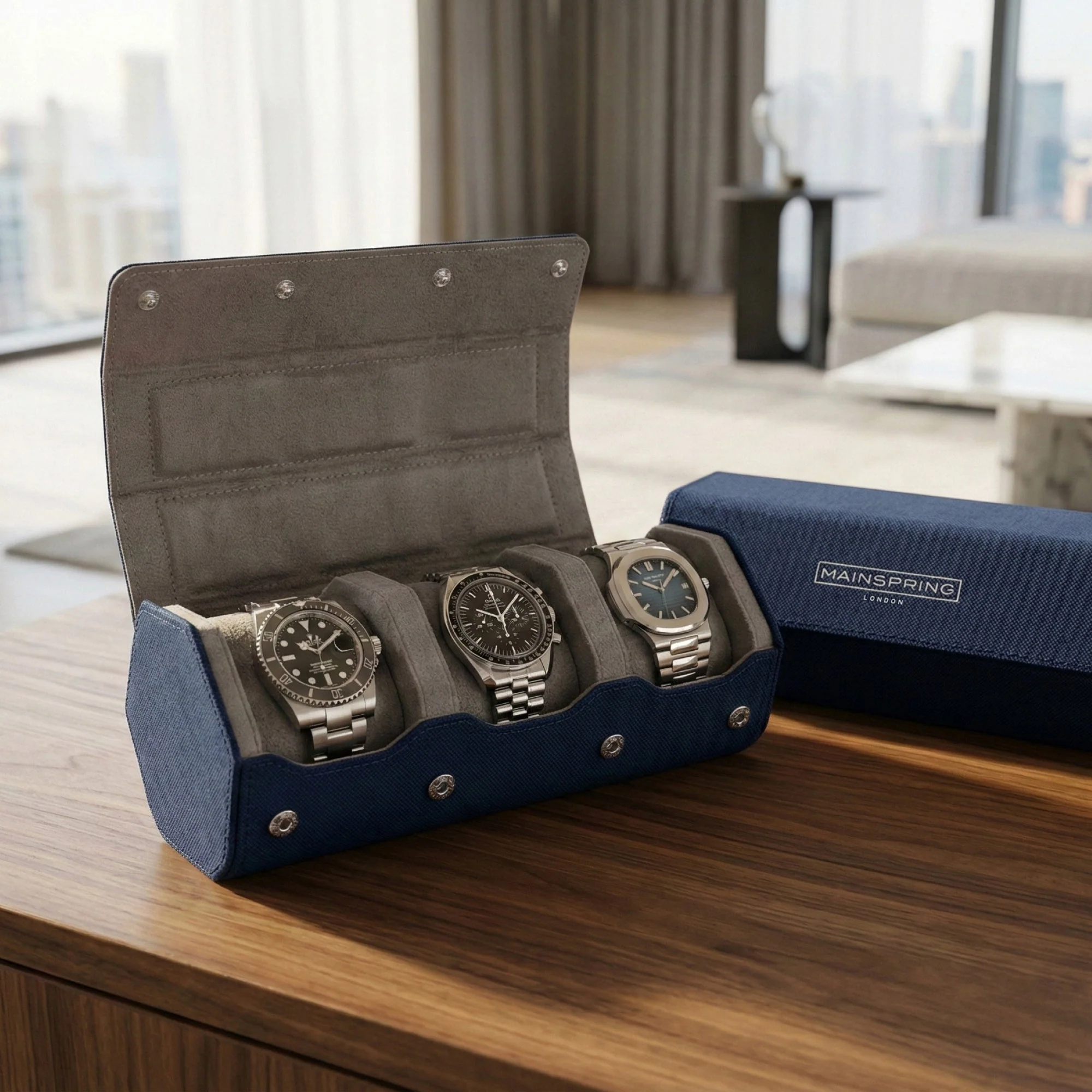 1402-mainspring-esagono-3-slot-watch-roll-denim-blue-5.webp Mainspring Esagono 3-Slot Watch Roll Denim Blue