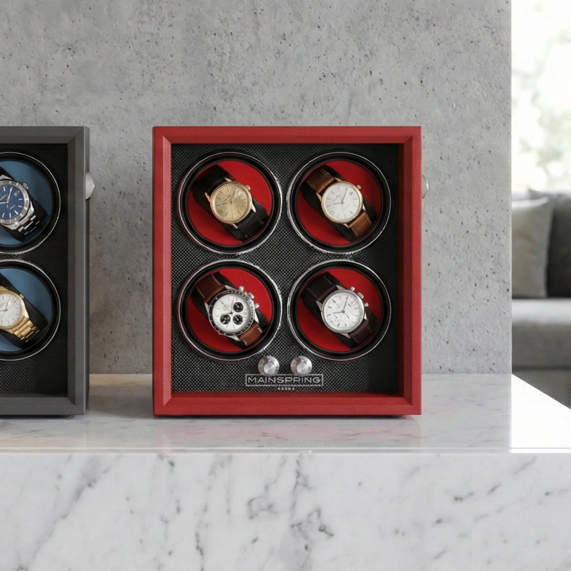 Mainspring Guardian 4-Slot Watch Winder Red Reserve