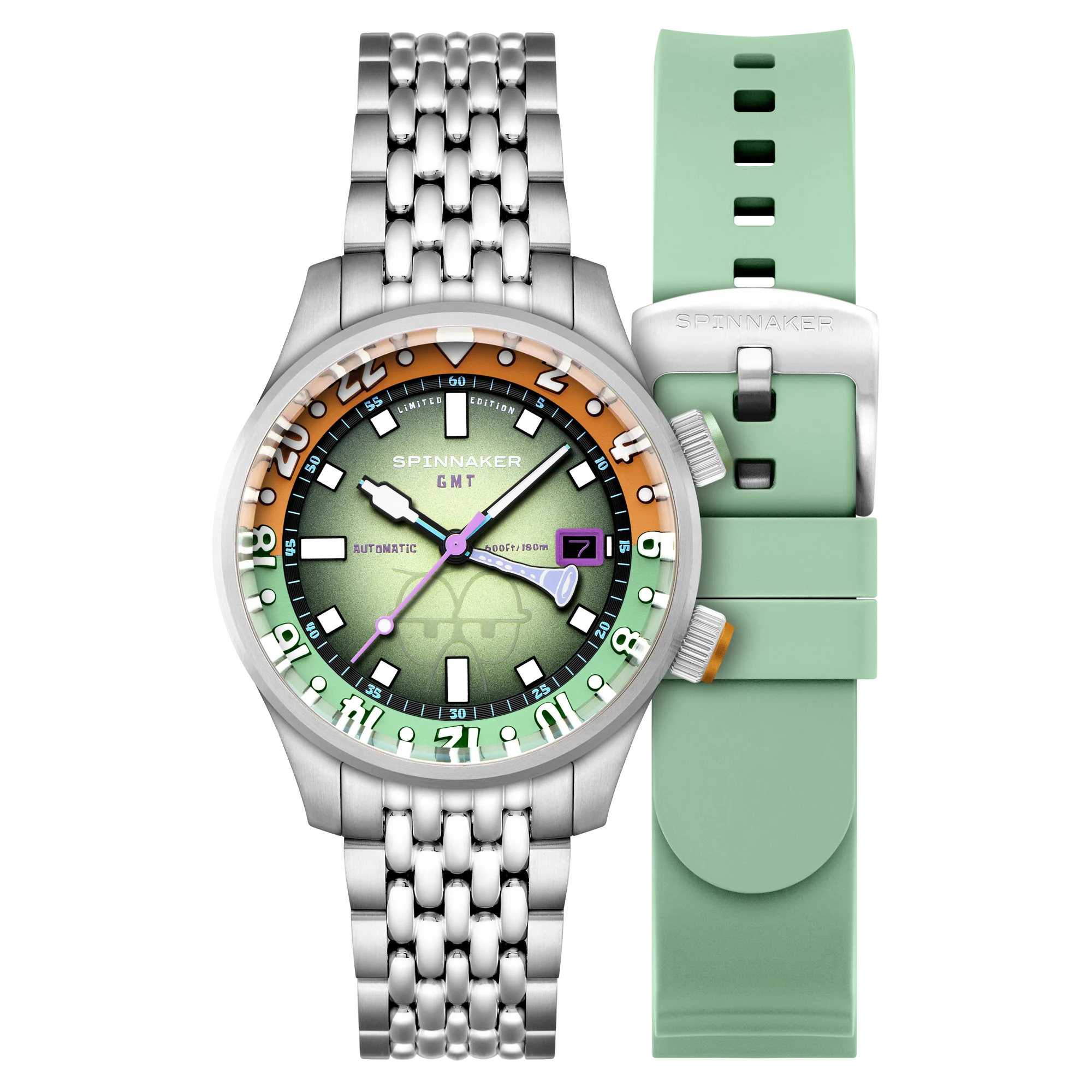 Spinnaker Bradner GMT Automatic SpongeBob SquarePants Bubbly Grins Limited Edition Squidward Green