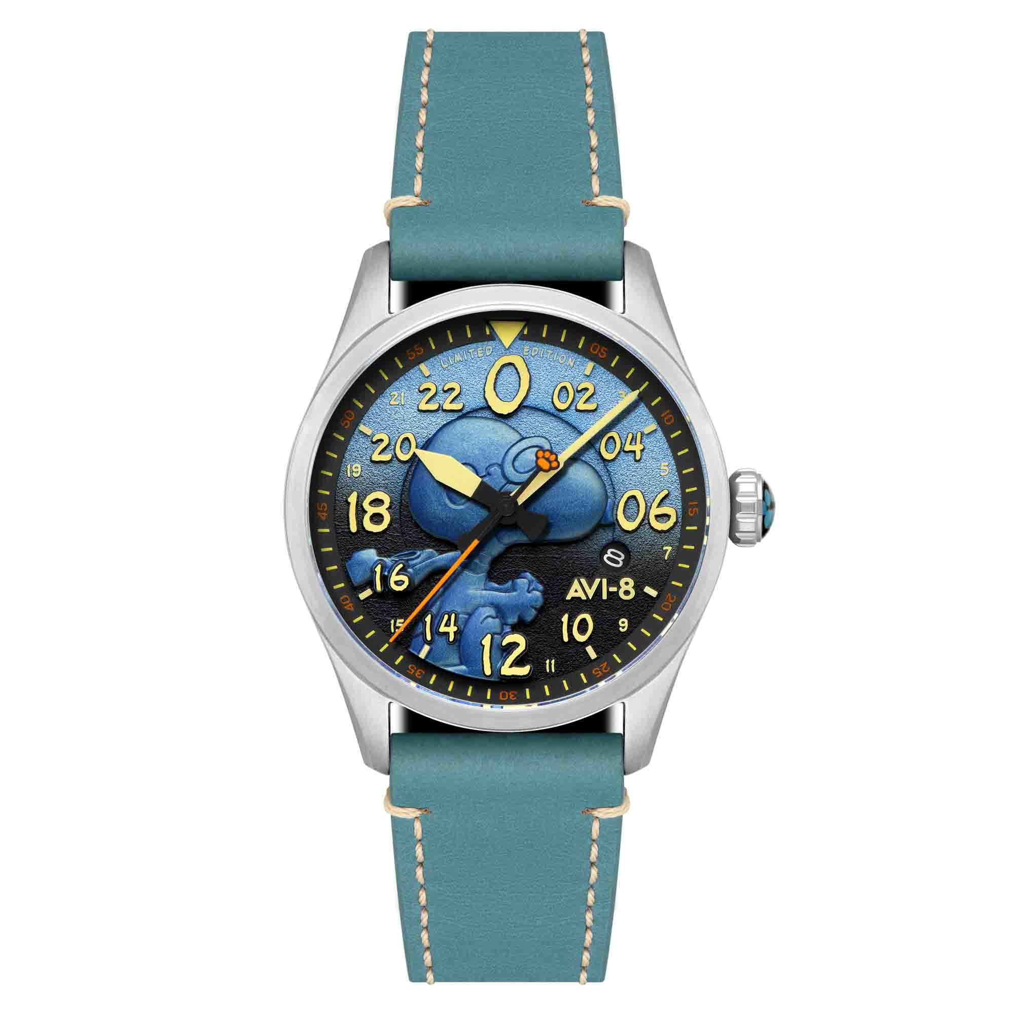 1473-avi-8-spitfire-peanuts-snoopy-flying-ace-24-hour-automatic-azure-blue-limited-edition-1.jpg AVI-8 Spitfire Peanuts Snoopy Flying Ace 24 Hour Automatic Azure Blue Limited Edition
