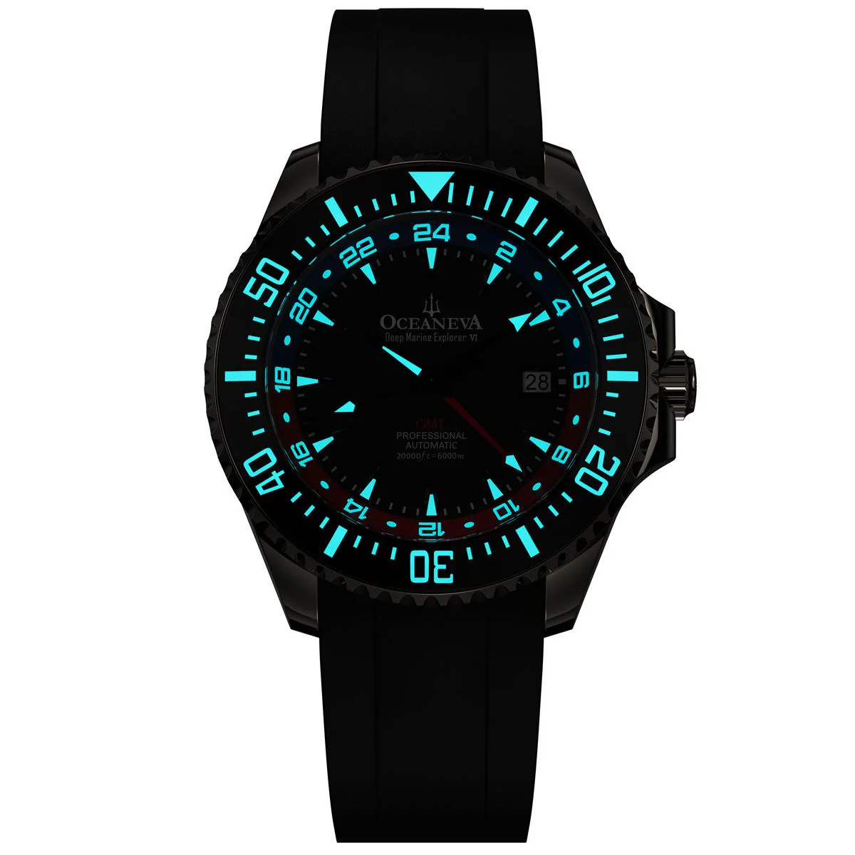 Oceaneva 6000m Marine Explorer VI GMT Automatic Grade 5 Titanium Blue Red Limited Edition
