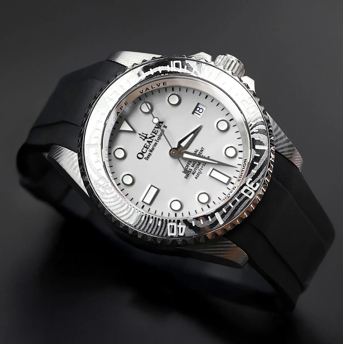 Oceaneva Deep Marine Explorer II Damascus White Black Limited Edition