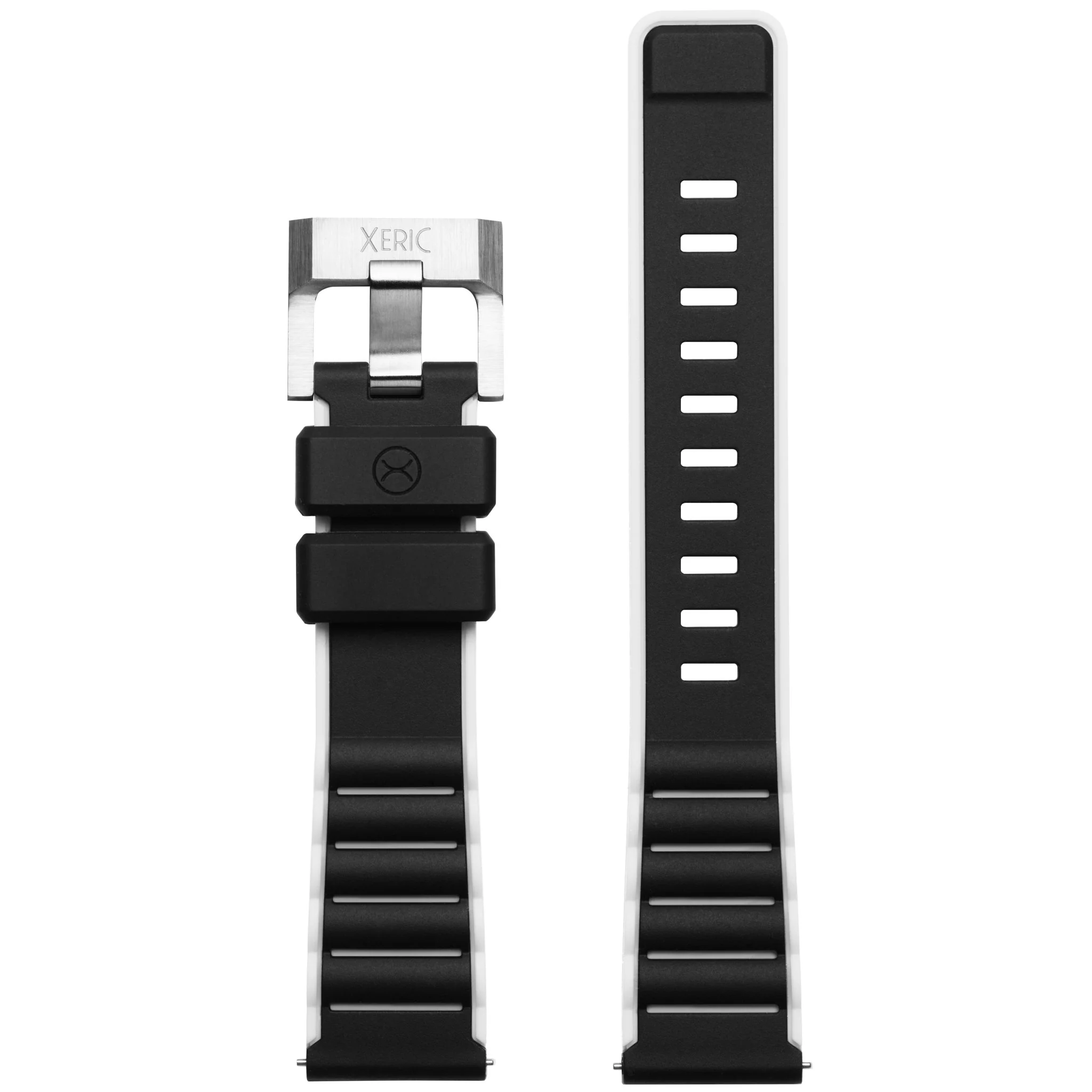 1555-xeric-20mm-black-white-silicone-strap-1.webp Xeric 20mm Black white Silicone Strap