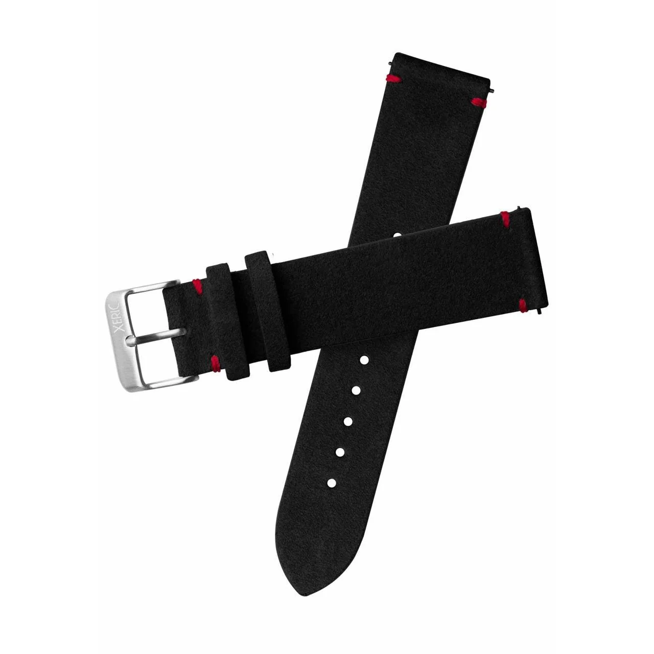 1593-xeric-22mm-italian-suede-black-red-strap-silver-buckle-1.webp Xeric 22mm Italian Suede Black Red Strap Silver Buckle