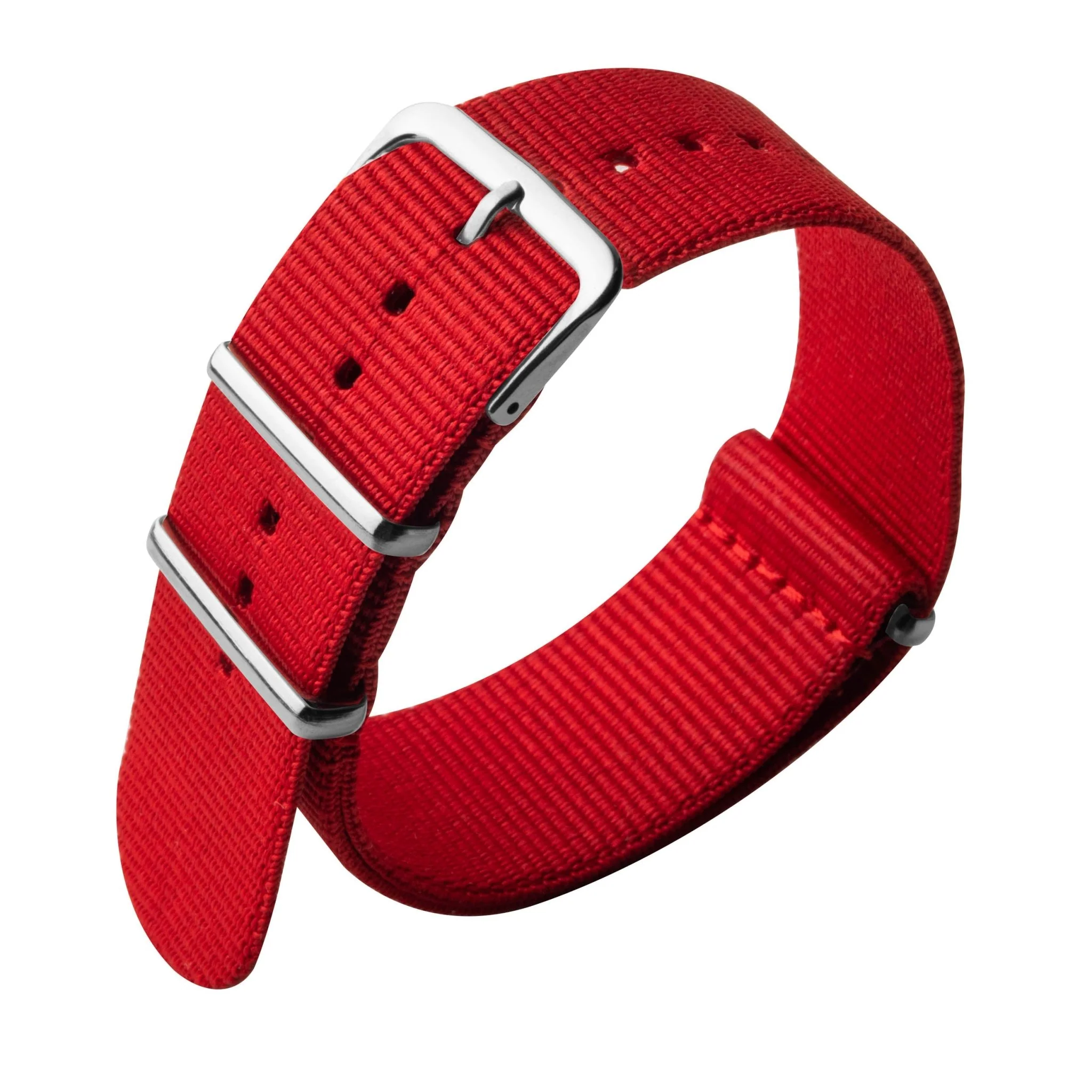 1613-xeric-22mm-military-strap-red-with-silver-hardware-1.webp Xeric 22mm Military Strap Red with Silver Hardware