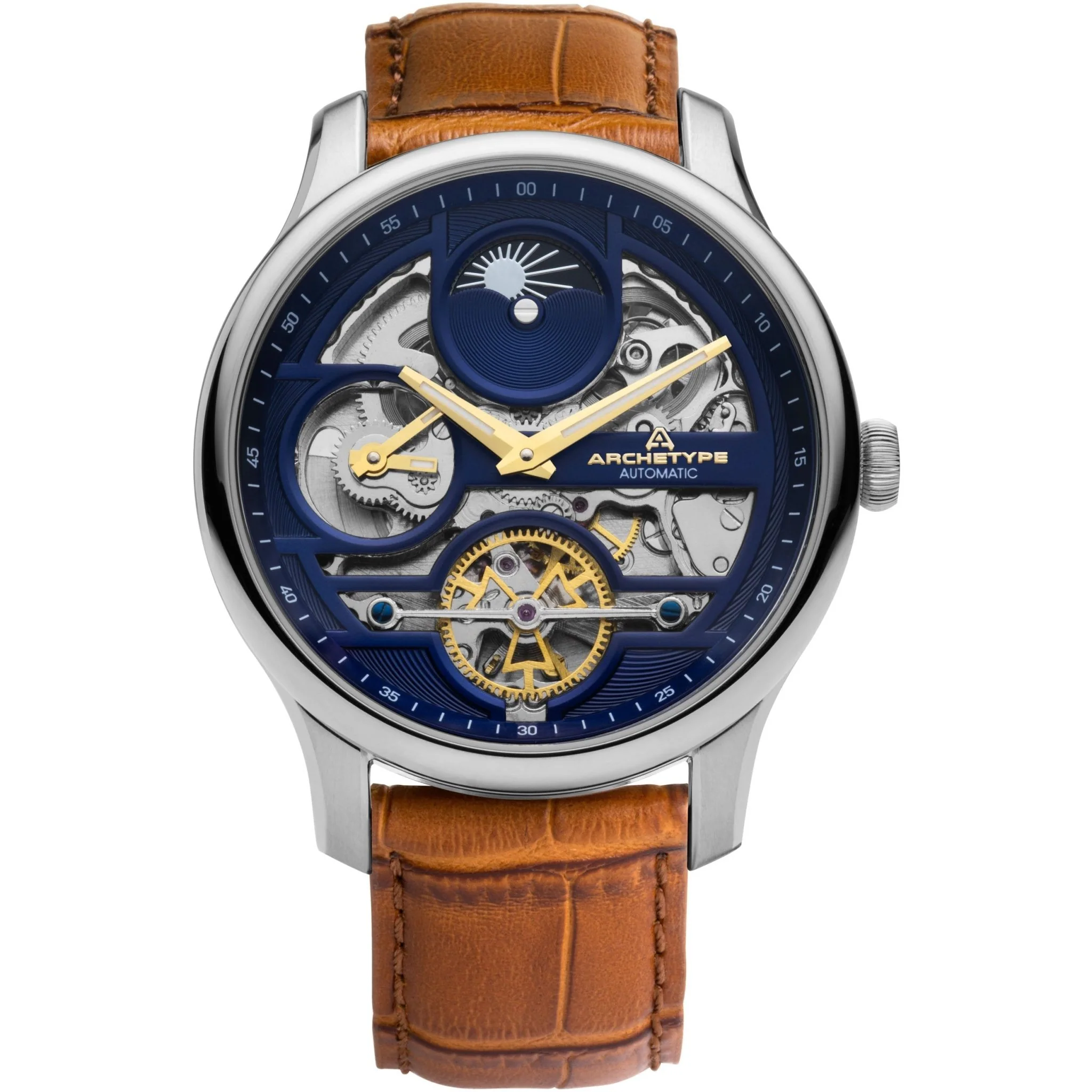 1644-archetype-archer-automatic-silver-tan-navy-1.webp Archetype Archer Automatic Silver Tan Navy