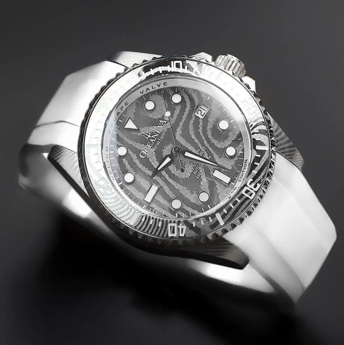 1948-oceaneva-deep-marine-explorer-ii-damascus-silver-white-limited-edition-4.webp Oceaneva Deep Marine Explorer II Damascus Silver White Limited Edition