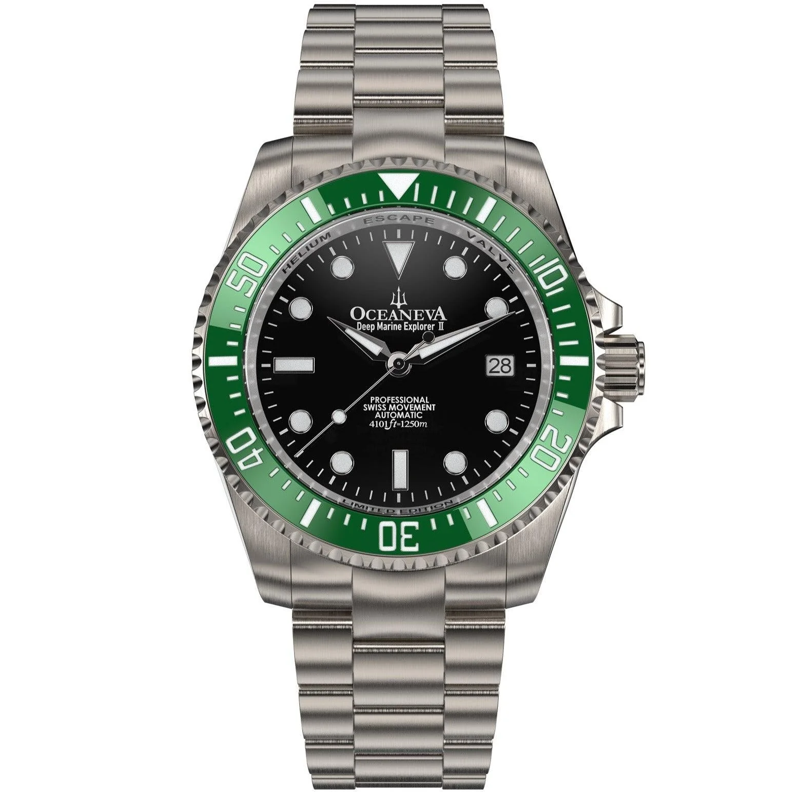 Oceaneva Titanium Deep Marine Explorer II Automatic 1250M Black Green Limited Edition*