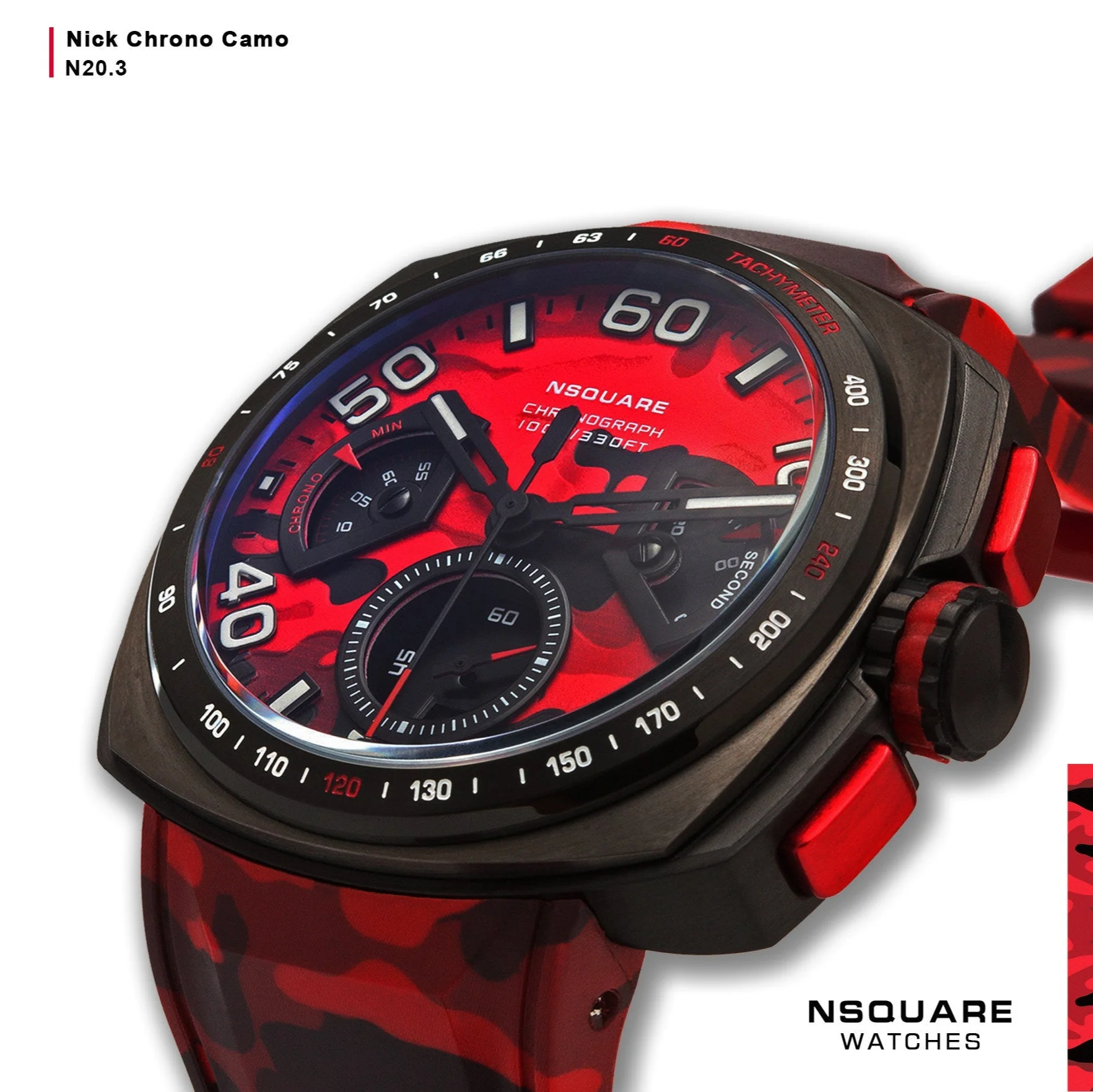 Nsquare Nick Chrono 51mm Red Camo