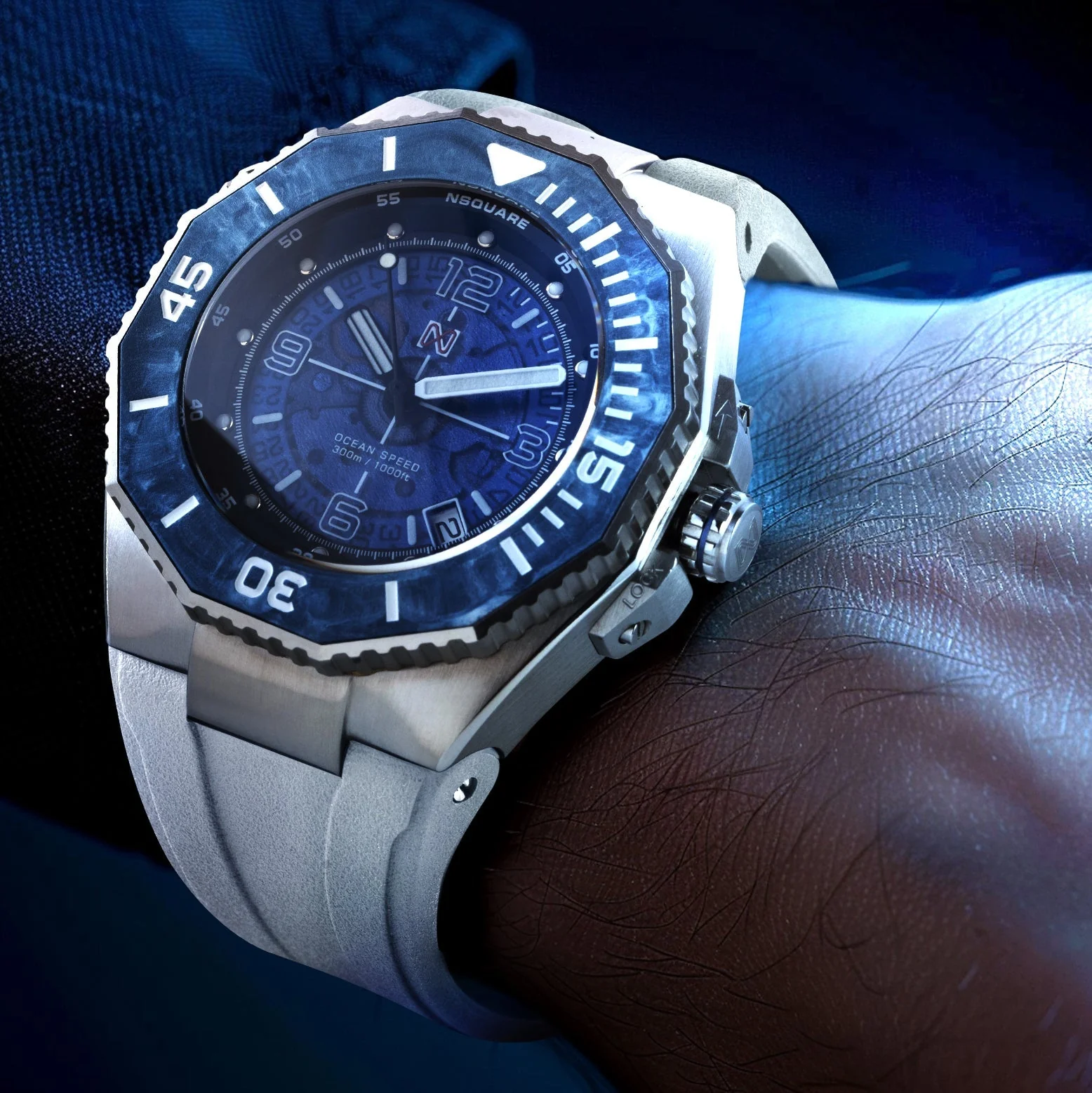Nsquare Ocean Speed Diver Swiss Automatic 43mm Blue Steel
