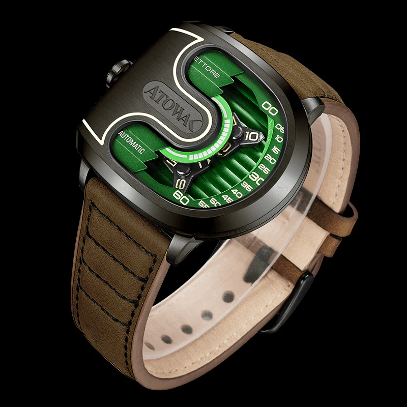 Atowak Ettore Drift 4-Arm Wandering Hour Dark Green Watches