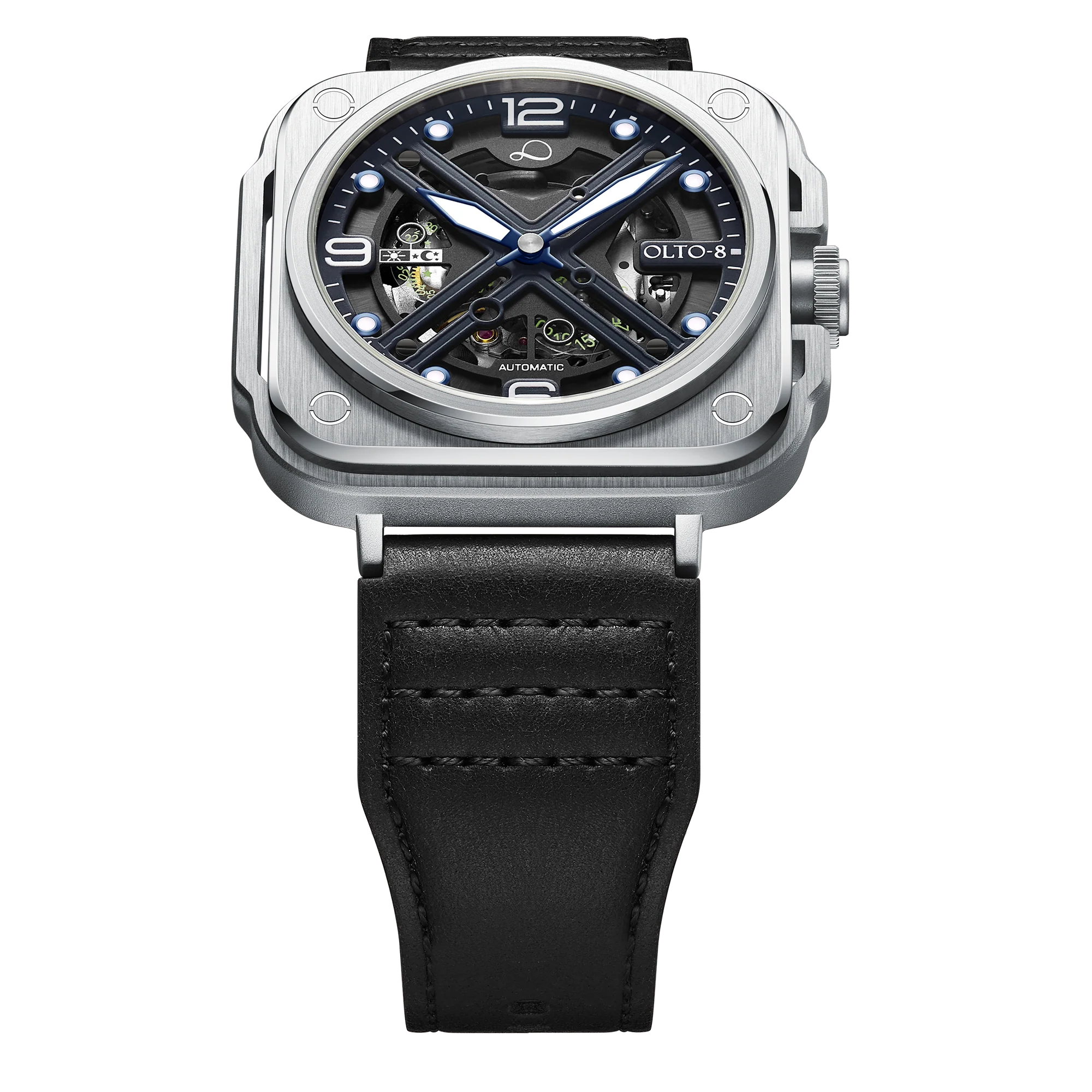2304-olto-8-iron-x-square-skeleton-automatic-watch-silver-3.webp OLTO-8 IRON-X Square Skeleton Automatic Watch Silver