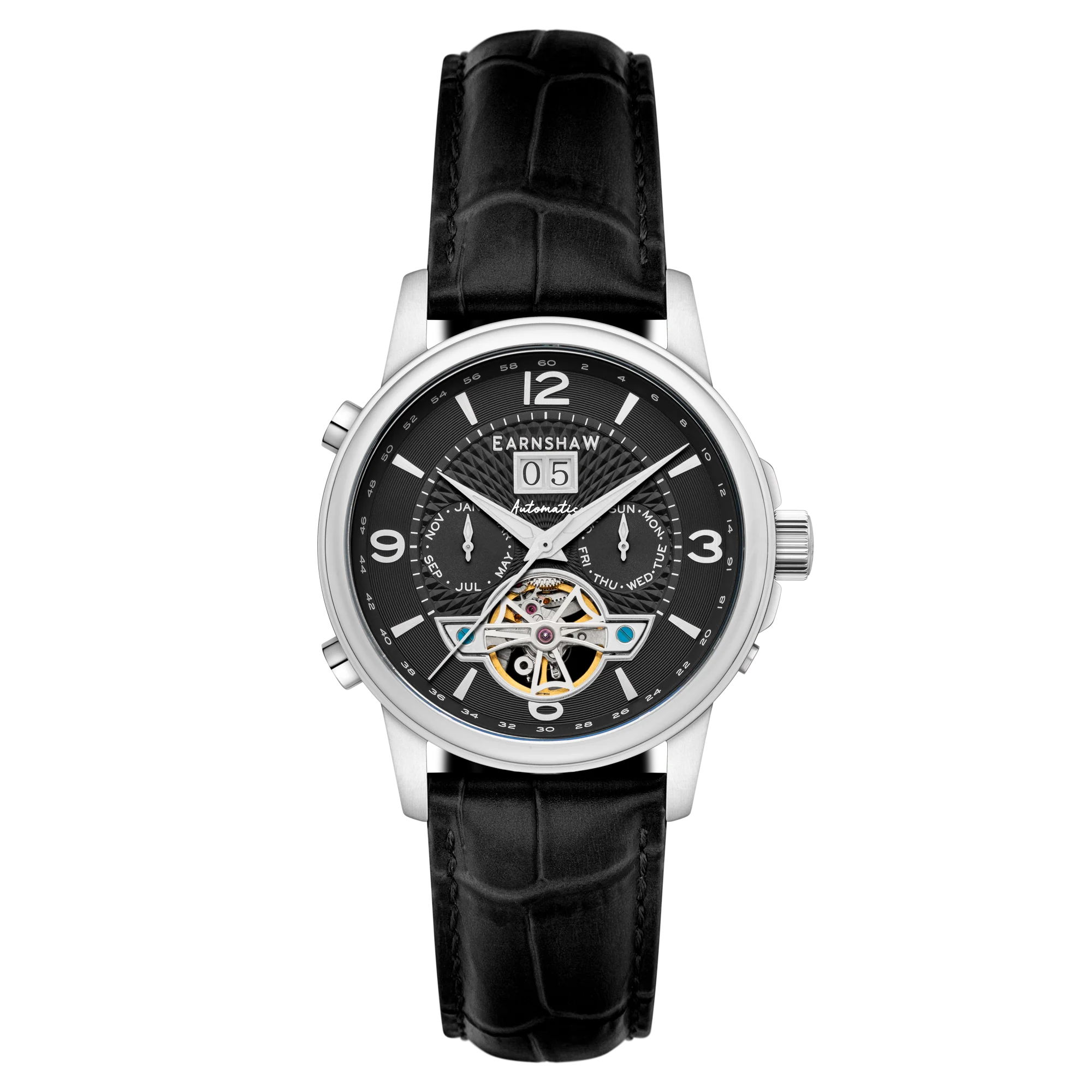Thomas Earnshaw City Of London Marylebone Grand Date Calendar Open Heart Automatic Black Quill