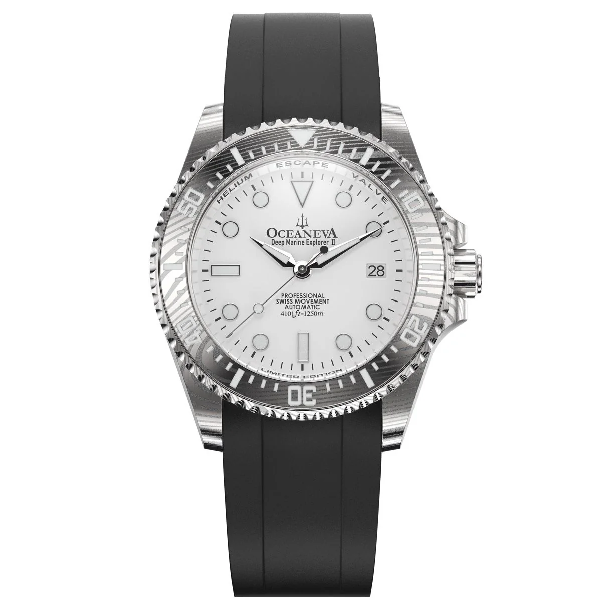 Oceaneva Deep Marine Explorer II Damascus White Black Limited Edition
