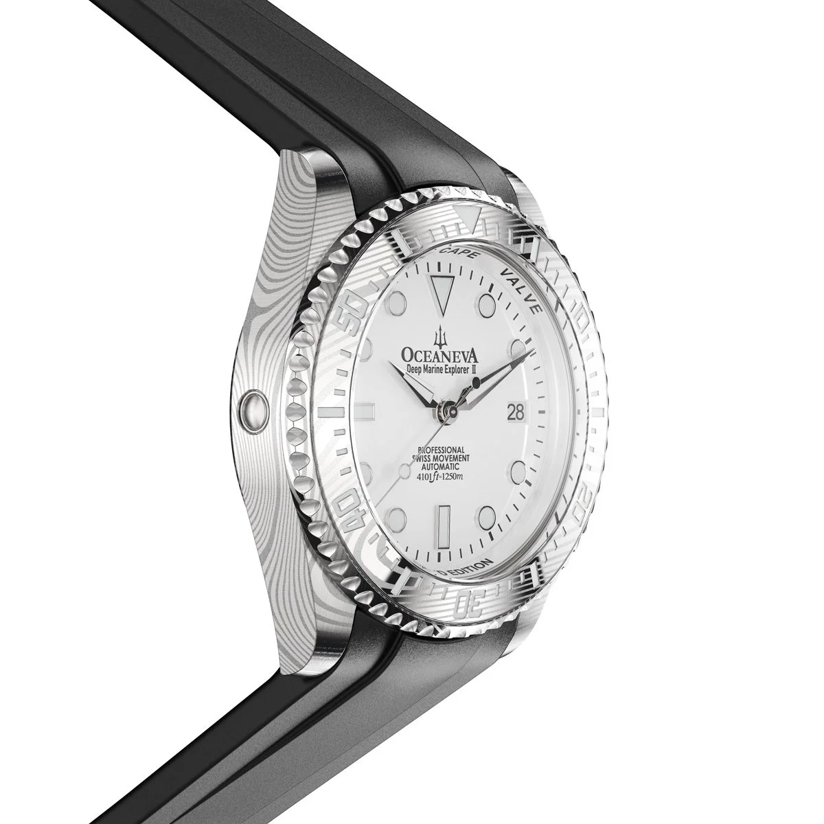 Oceaneva Deep Marine Explorer II Damascus White Black Limited Edition