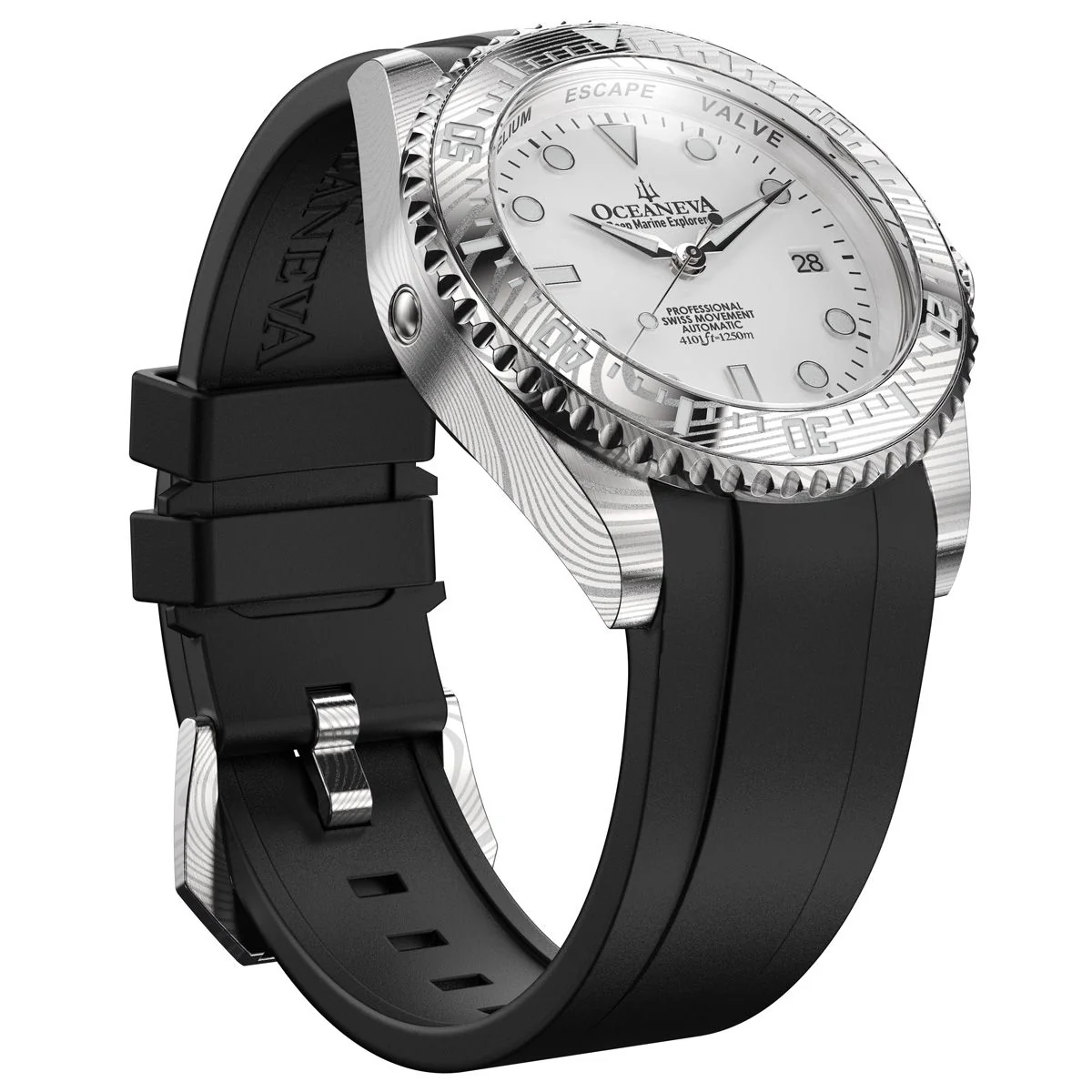 Oceaneva Deep Marine Explorer II Damascus White Black Limited Edition