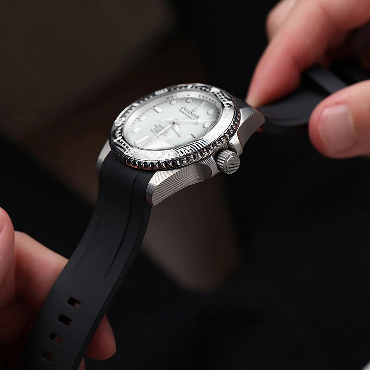 Oceaneva Deep Marine Explorer II Damascus White Black Limited Edition