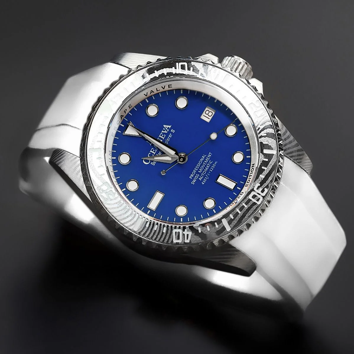 Oceaneva Deep Marine Explorer II Damascus Blue White Limited Edition