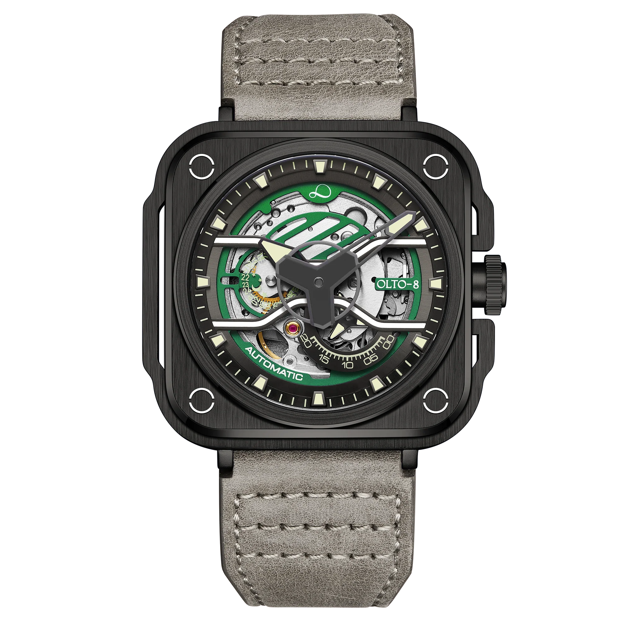 2356-olto-8-iron-ex-square-skeleton-automatic-watch-green-1.webp OLTO-8 IRON-EX Square Skeleton Automatic Watch Green