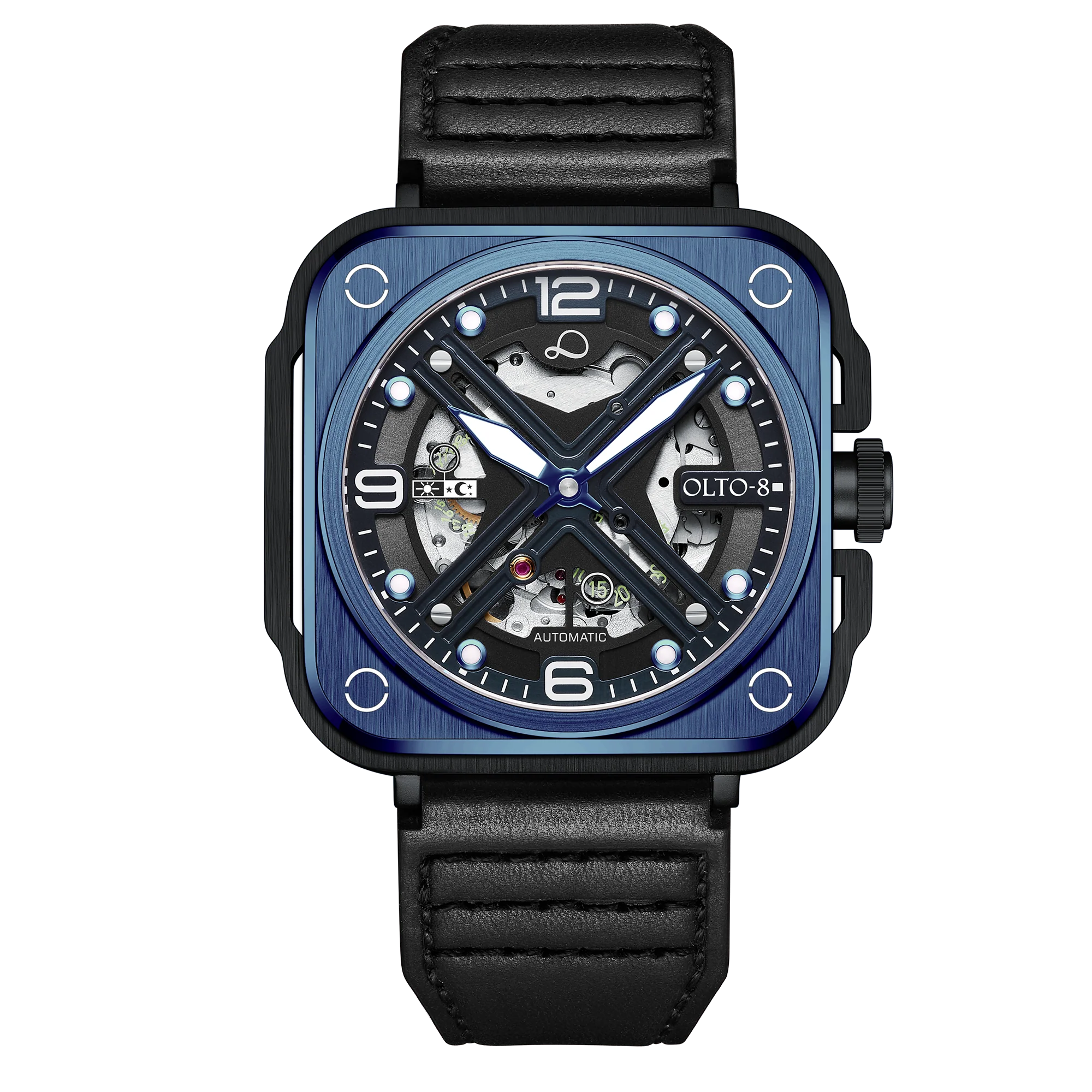 OLTO-8 IRON-X Square Skeleton Automatic Blue