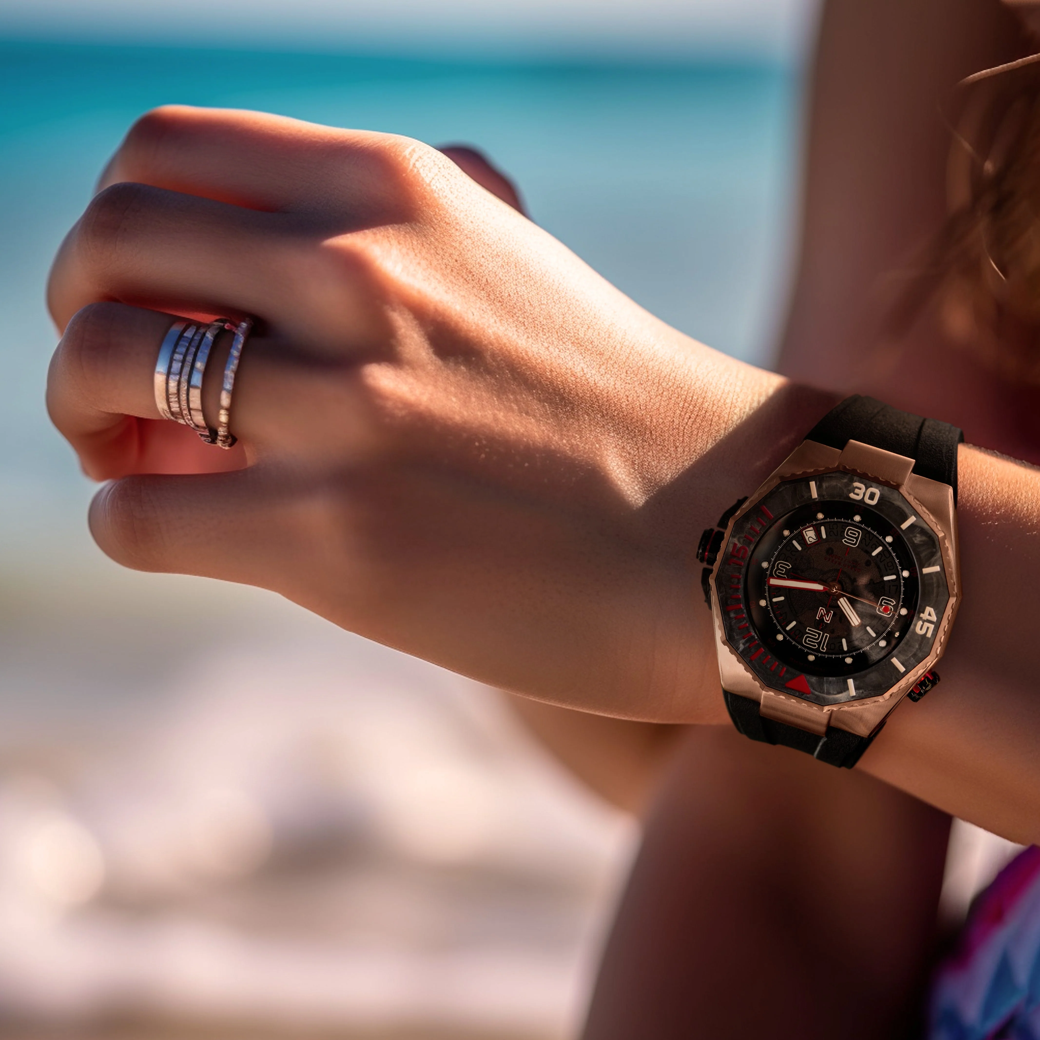 Nsquare Ocean Speed Diver Swiss Automatic 43mm Rose Gold Black