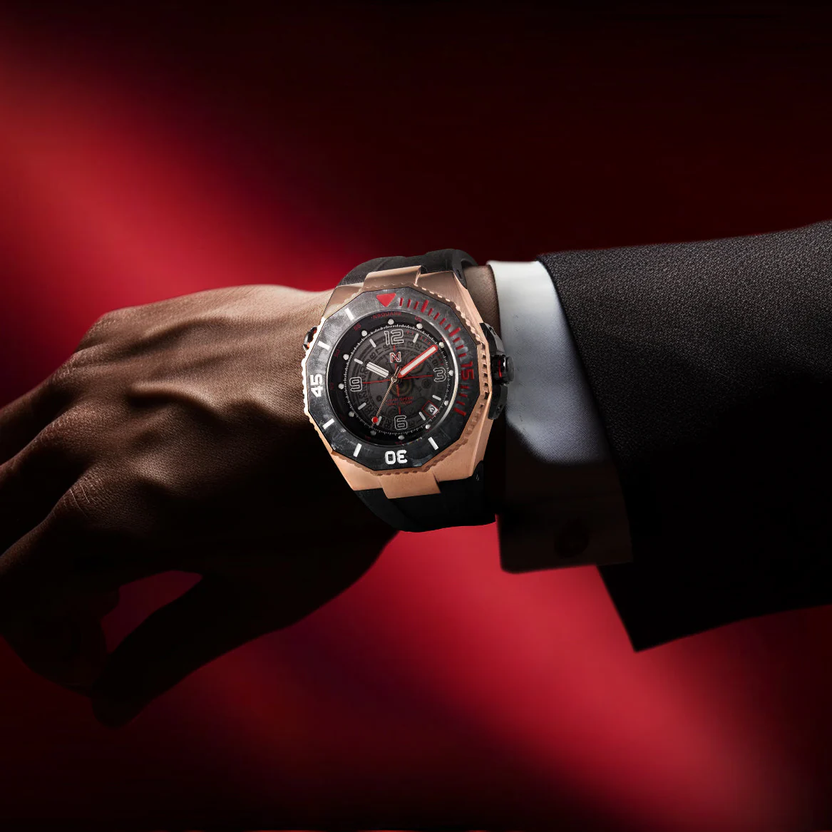 Nsquare Ocean Speed Diver Swiss Automatic 43mm Rose Gold Black