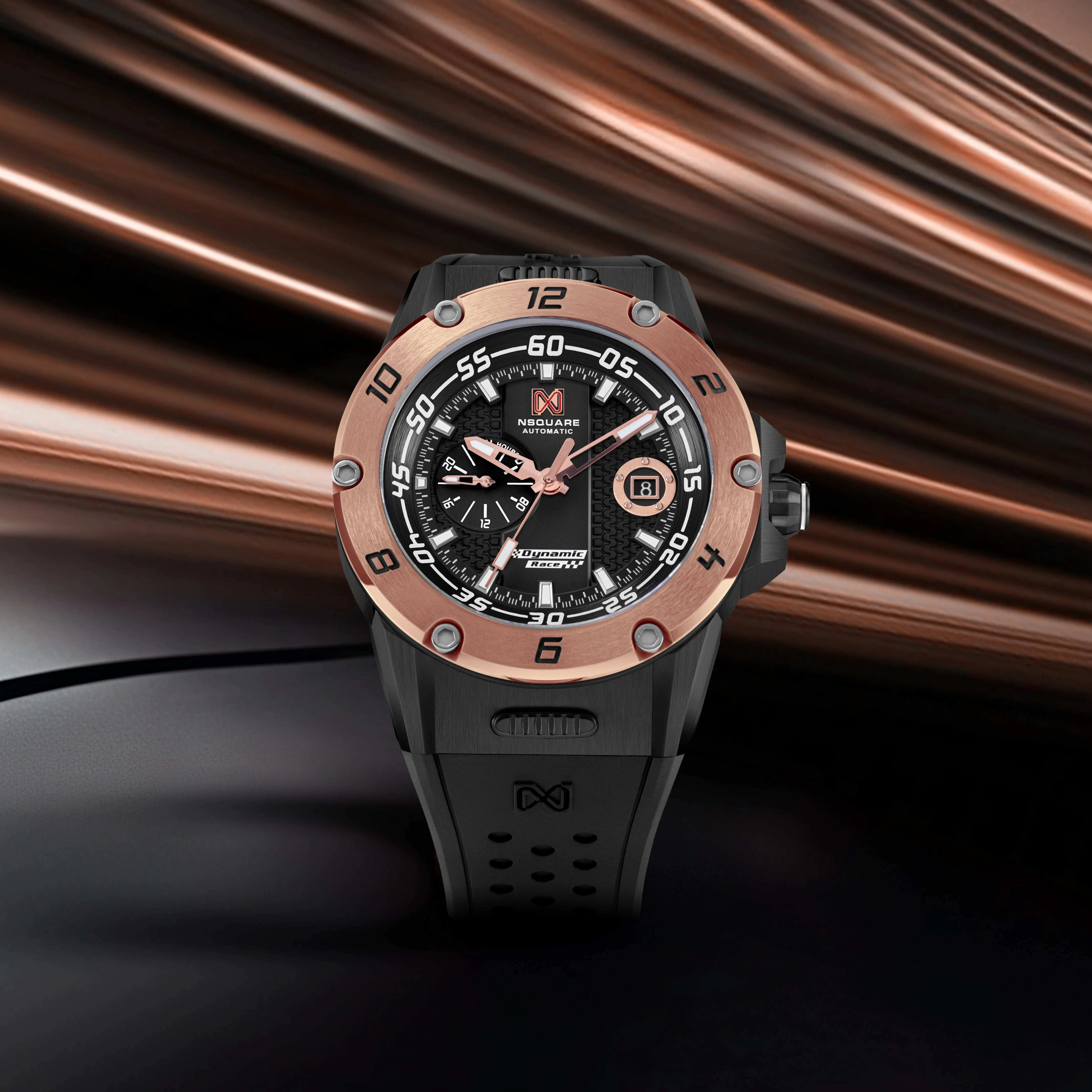 Nsquare Dynamic Race Automatic 44mm Black Rose Gold