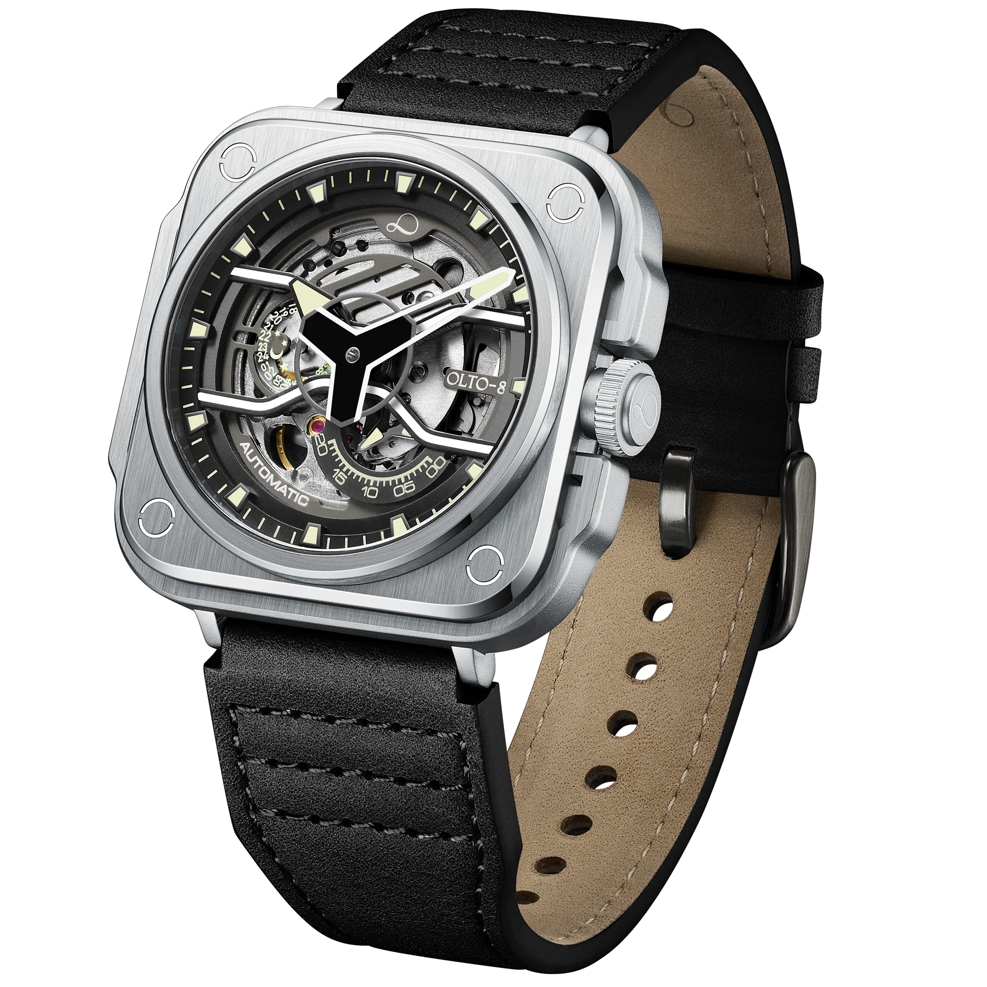 2494-olto-8-iron-ex-square-skeleton-automatic-watch-silver-3.webp OLTO-8 IRON-EX Square Skeleton Automatic Watch Silver