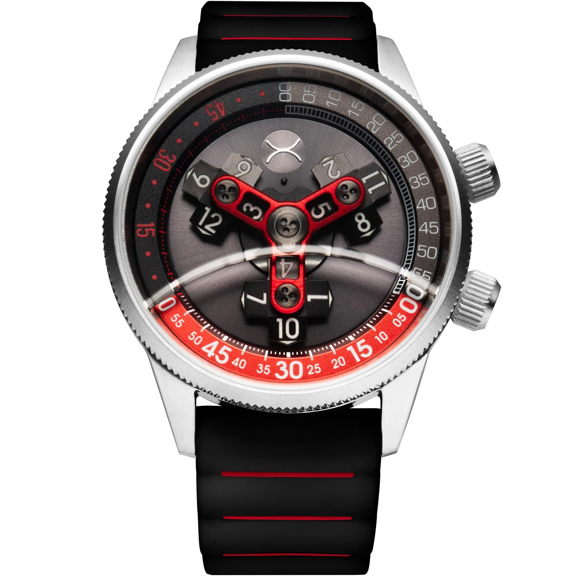 25-xeric-vendetta-ii-automatic-wandering-hour-black-gray-red-1.webp Xeric Vendetta II Automatic Wandering Hour Black Gray Red