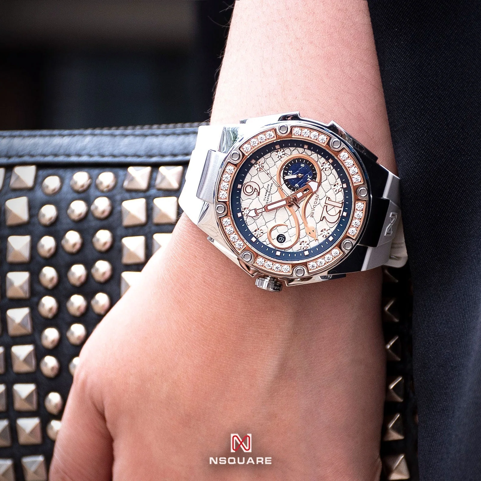 Nsquare SnakeQueen 39mm Automatic Rose Gold White