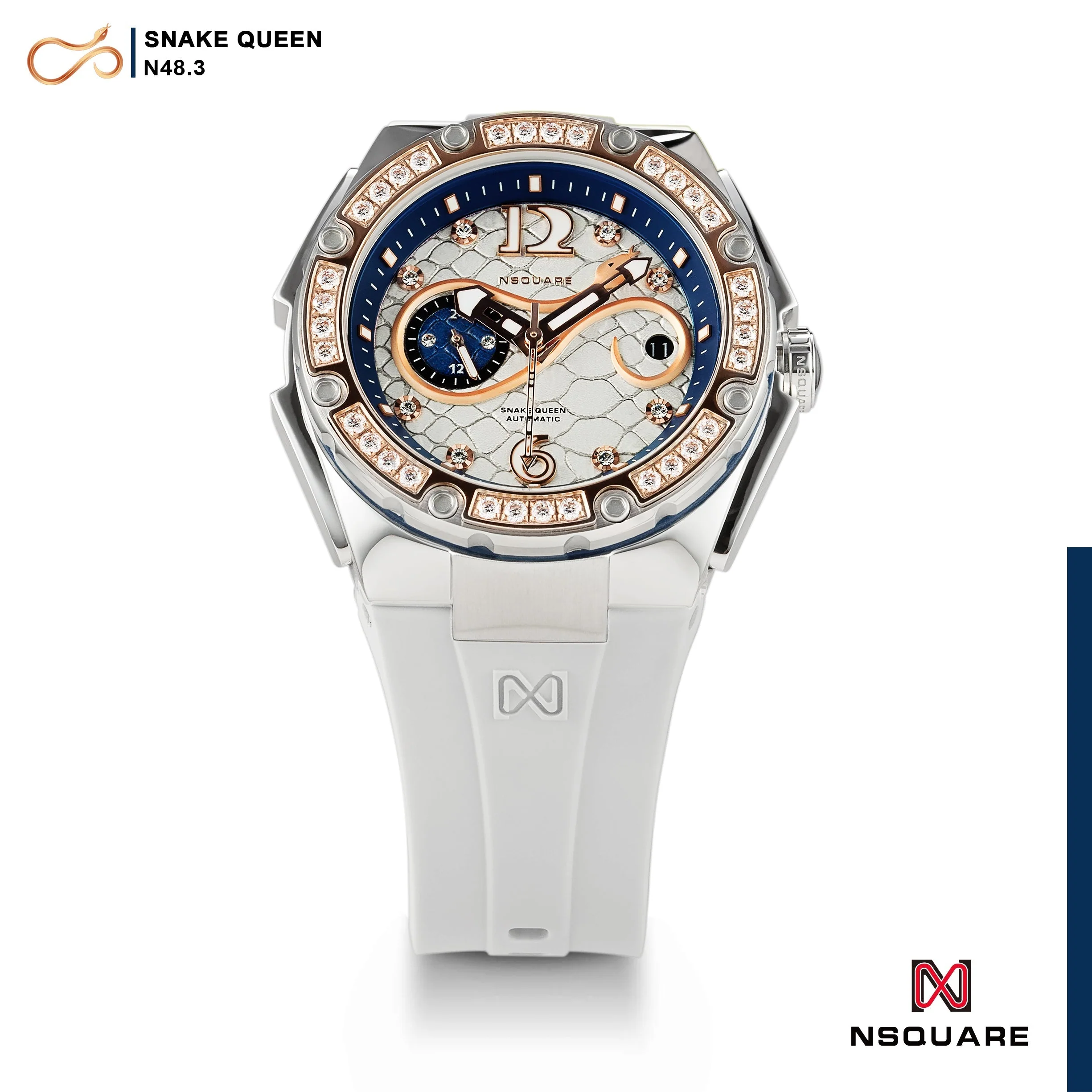 Nsquare SnakeQueen 39mm Automatic Rose Gold White