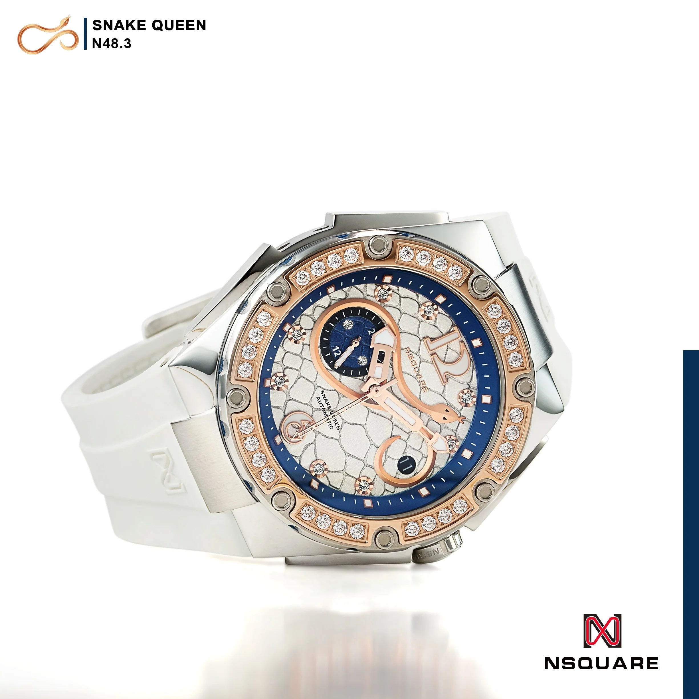Nsquare SnakeQueen 39mm Automatic Rose Gold White