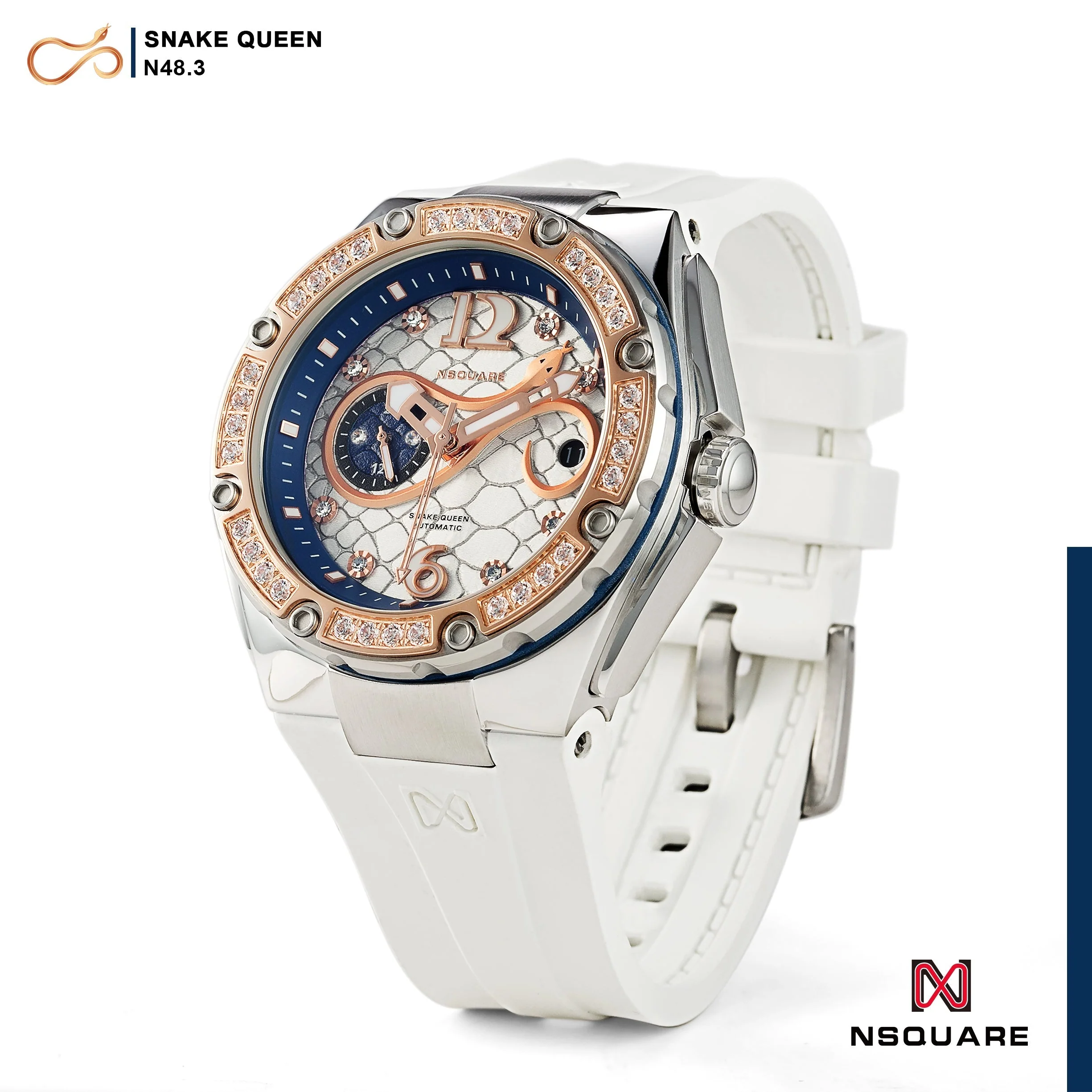 Nsquare SnakeQueen 39mm Automatic Rose Gold White