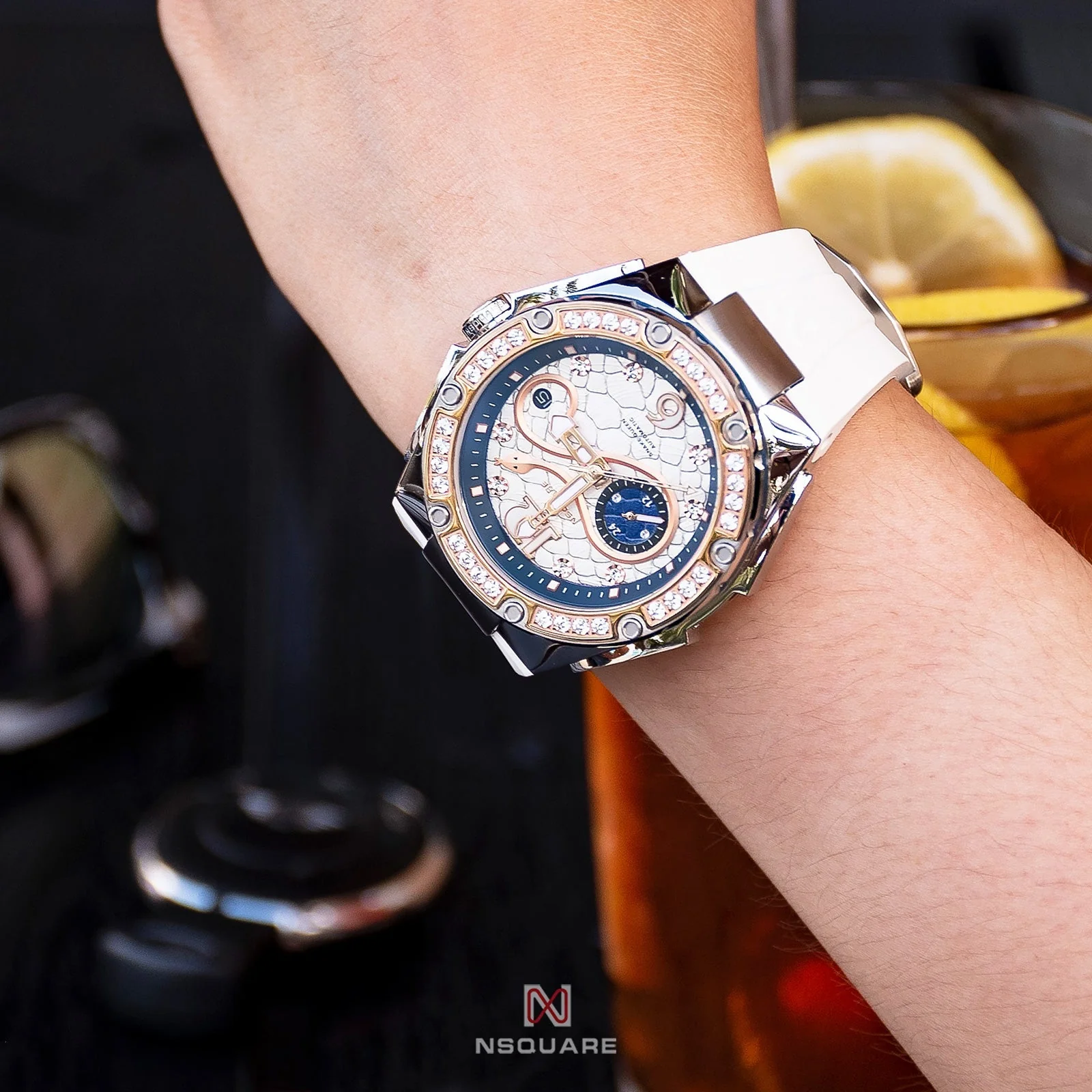 Nsquare SnakeQueen 39mm Automatic Rose Gold White