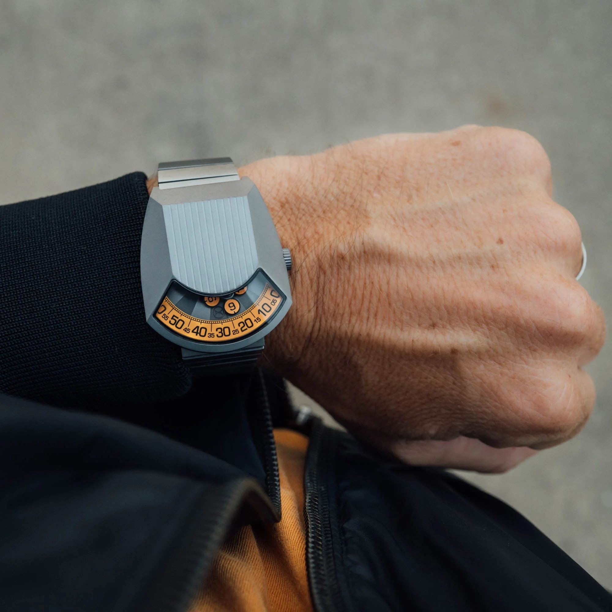 Xeric Retronaut Automatic Wandering Hour Matte Gunmetal Orange