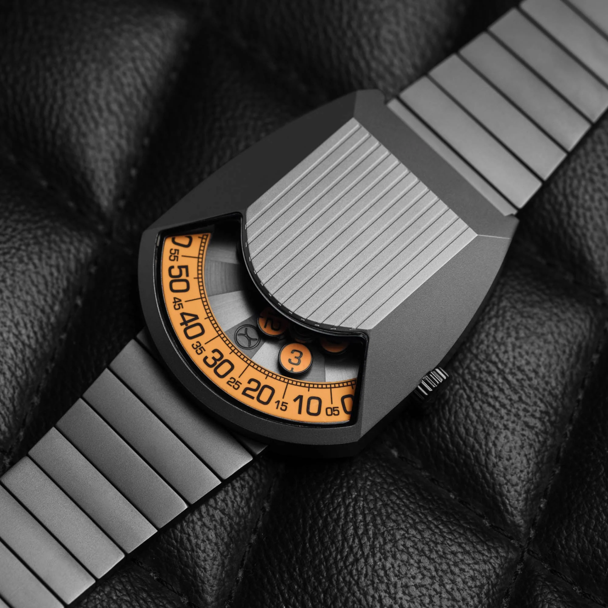 Xeric Retronaut Automatic Wandering Hour Matte Gunmetal Orange