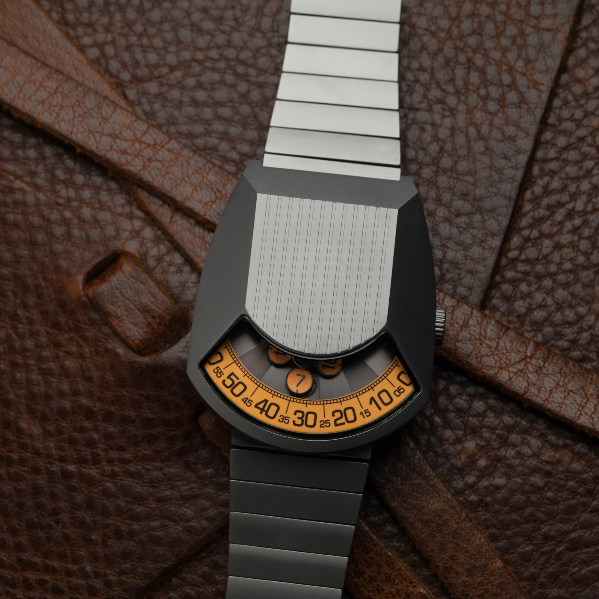 Xeric Retronaut Automatic Wandering Hour Matte Gunmetal Orange