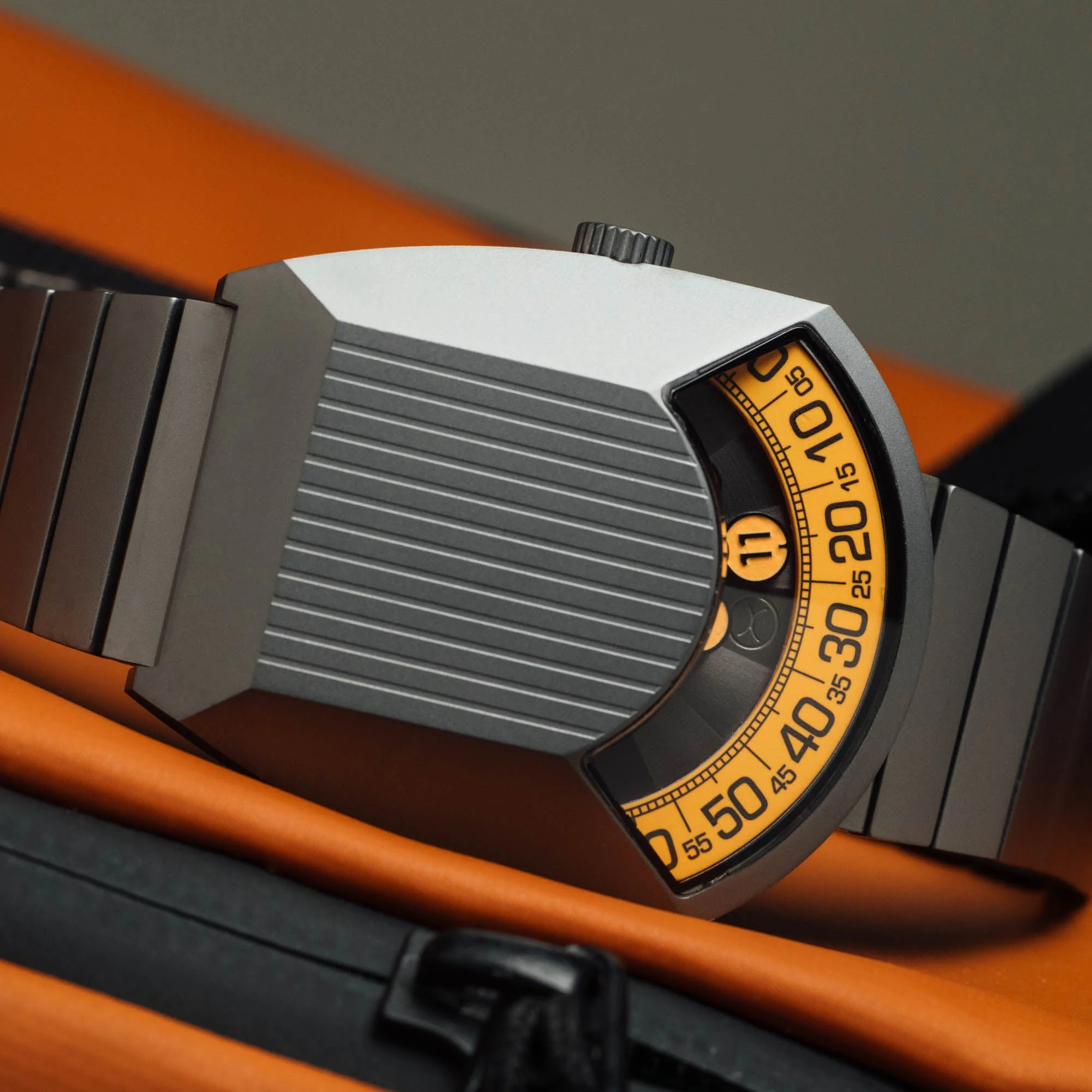 Xeric Retronaut Automatic Wandering Hour Matte Gunmetal Orange