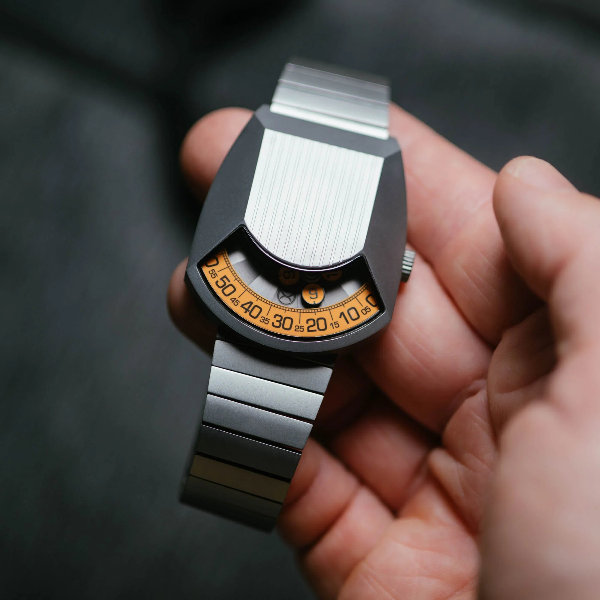 Xeric Retronaut Automatic Wandering Hour Matte Gunmetal Orange