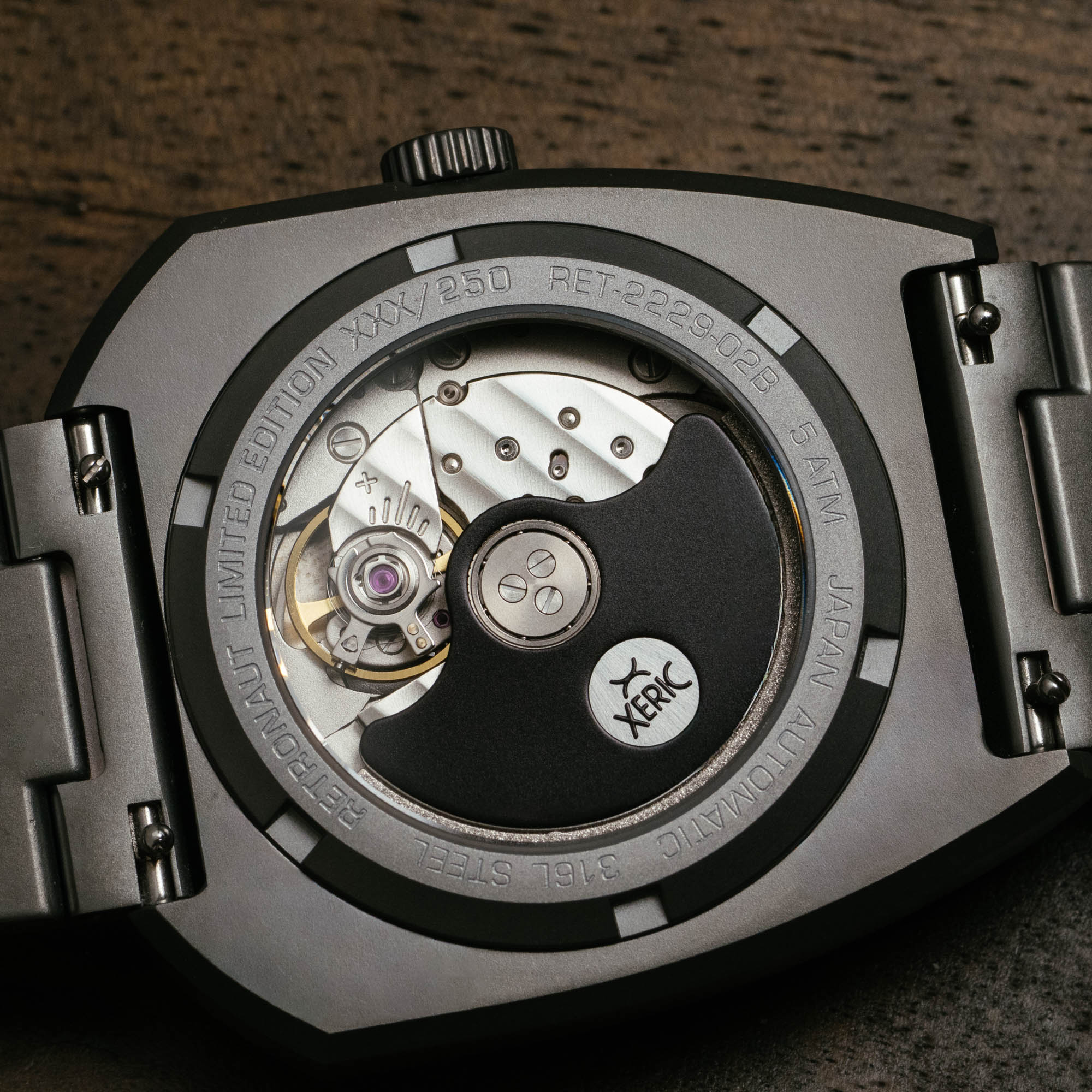 Xeric Retronaut Automatic Wandering Hour Matte Gunmetal Orange