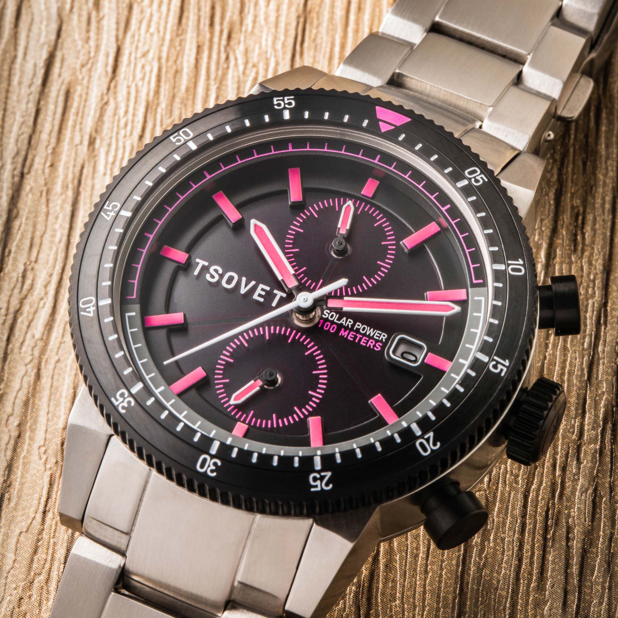 Tsovet SLR FW42 Solar Power Chronograph Pink