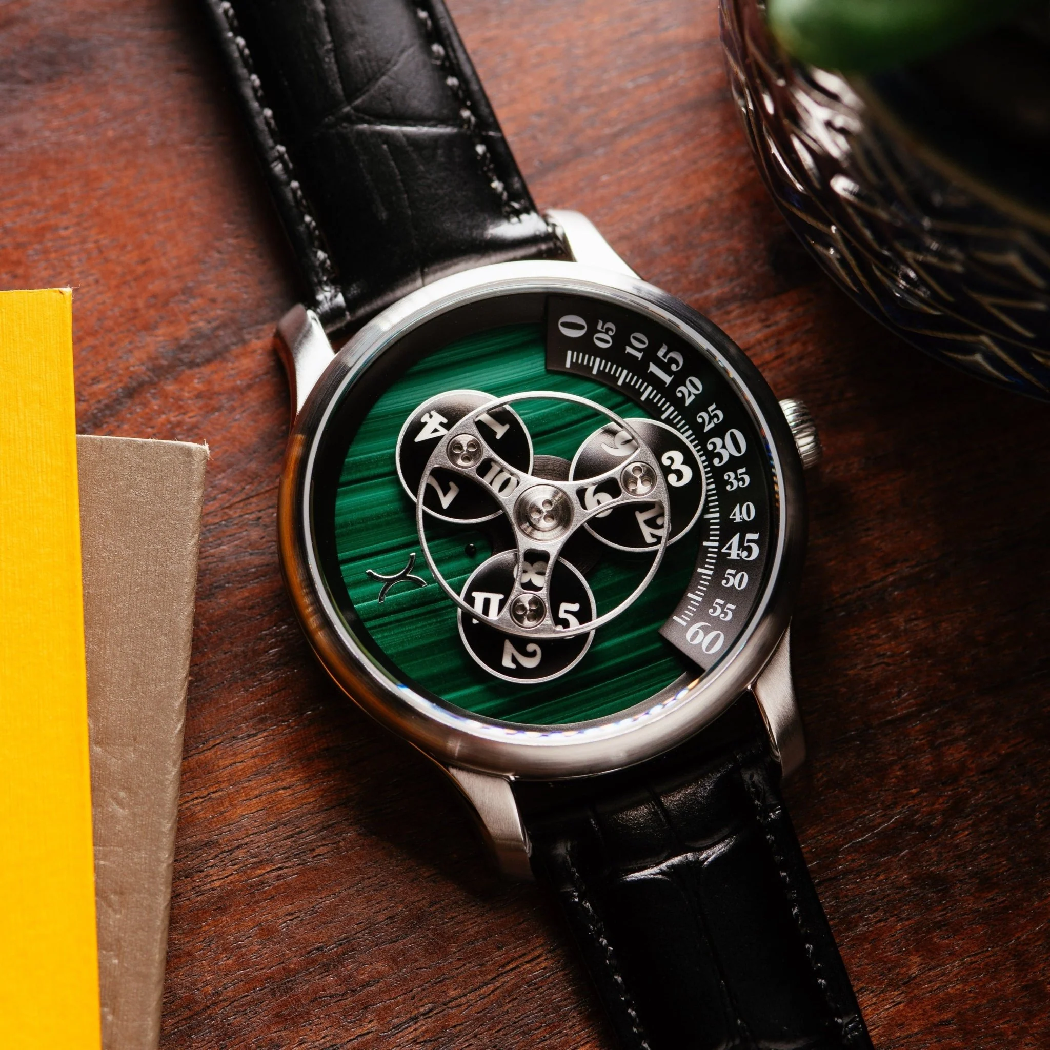 Xeric Triptych Automatic Wandering Hour Stone Edition Malachite