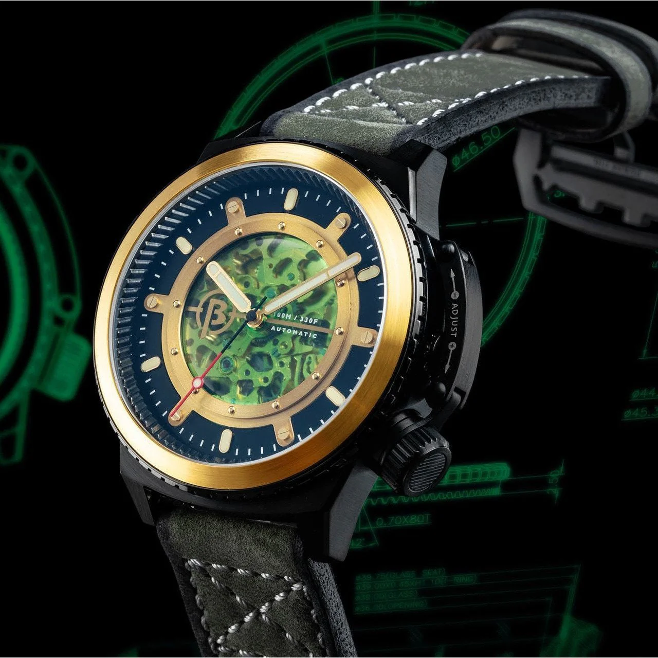 3070-ballast-trafalgar-skeleton-automatic-black-green-4.webp Ballast Trafalgar Skeleton Automatic Black Green