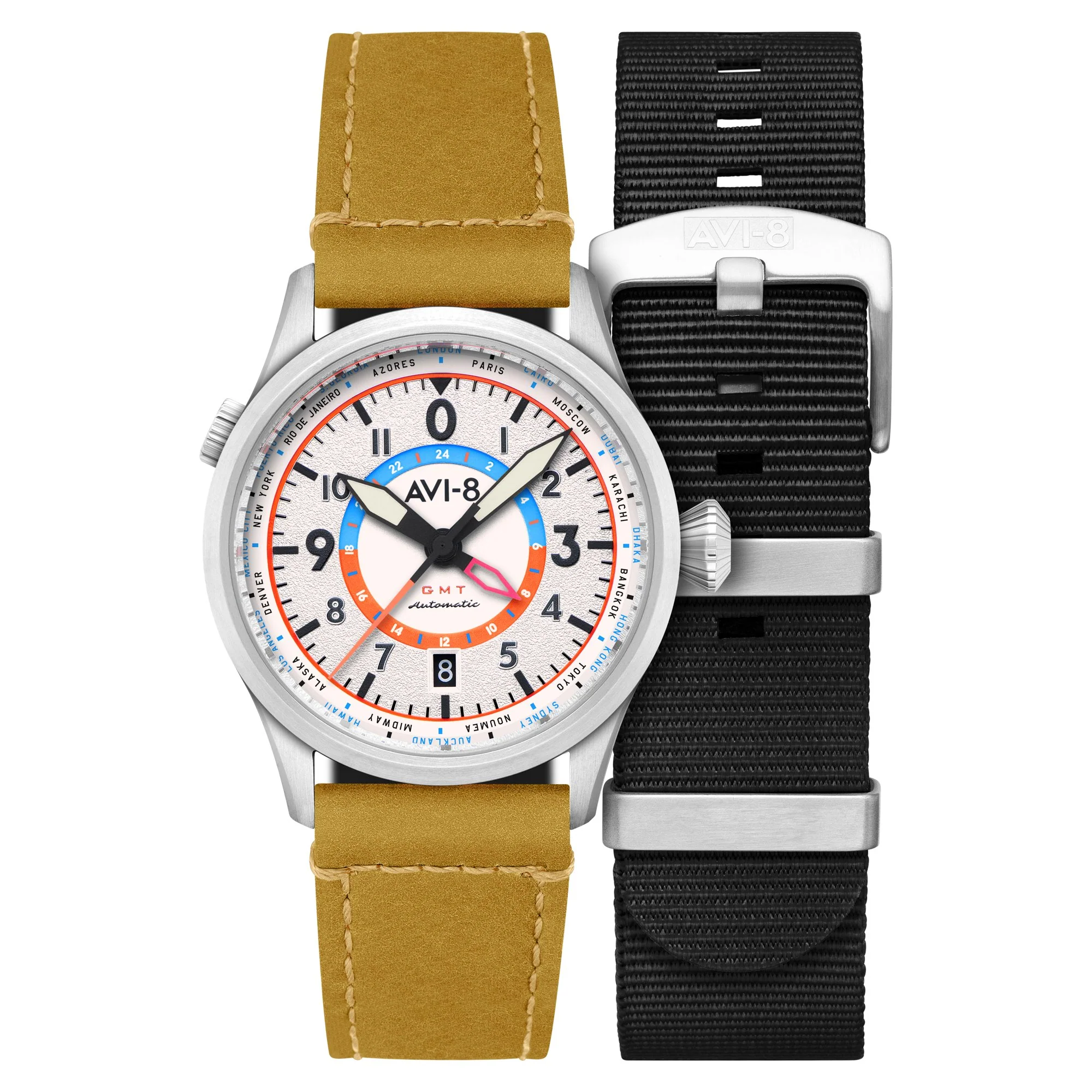 3106-avi-8-flyboy-wingman-worldtimer-gmt-automatic-sand-green-1.webp AVI-8 Flyboy Wingman Worldtimer GMT Automatic Sand Green