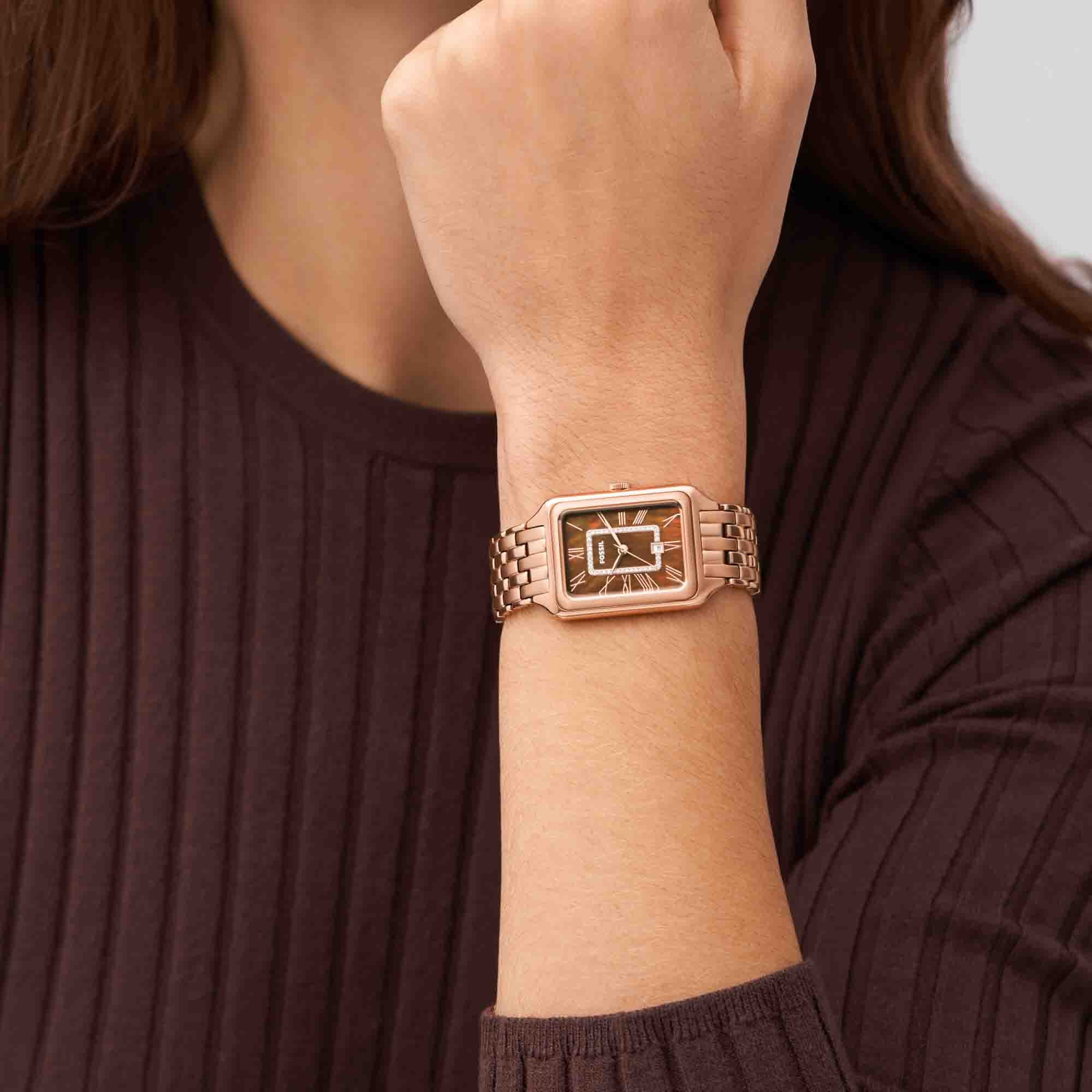Fossil Raquel Date Rose Gold Brown SS